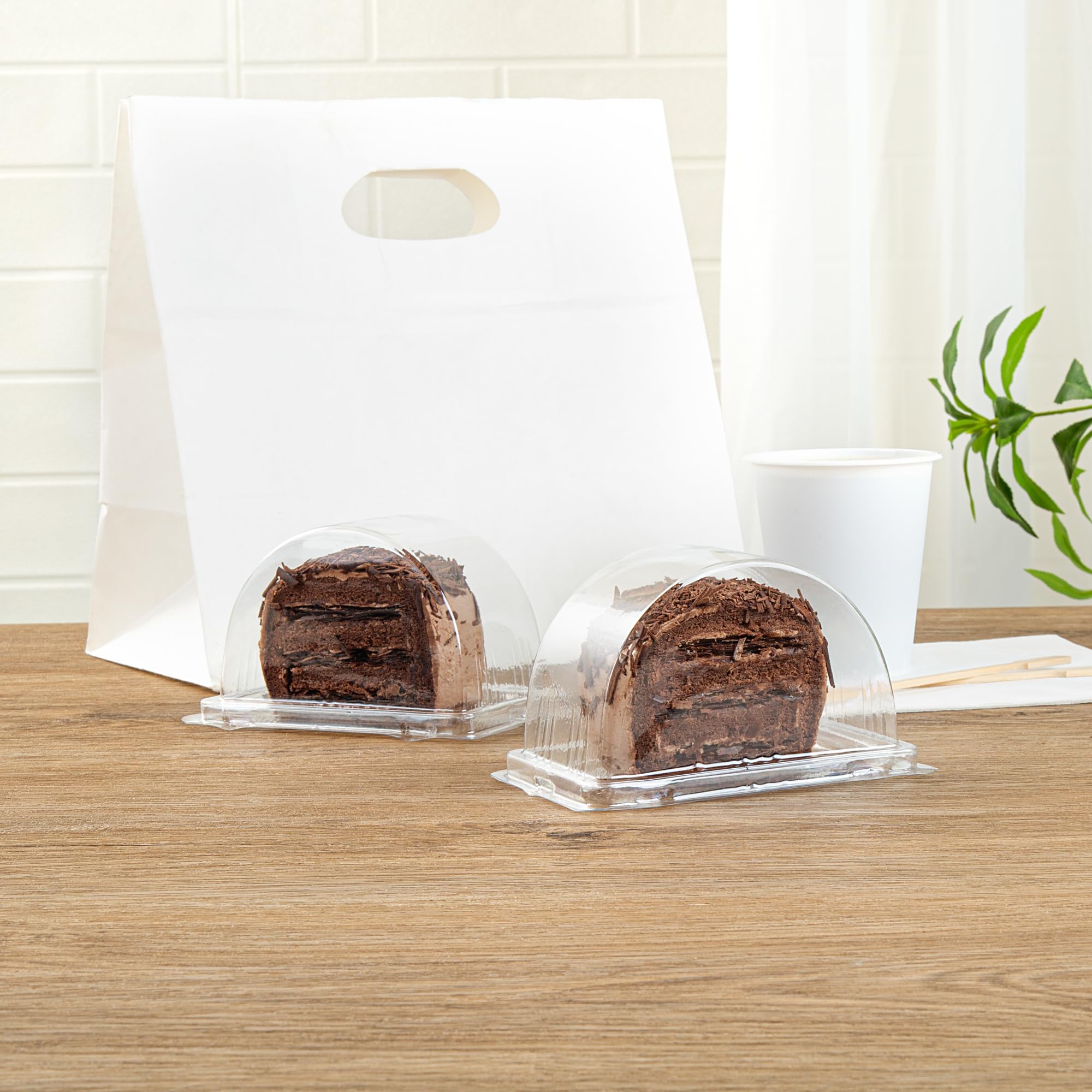 Thermo Tek 13oz Clear Plastic Roll Cake Boxes with Lids - 100 Pack Disposable Semicircle Dessert Containers for Swiss Rolls, Pumpkin Rolls, Cake Slices, Pie & Pastries | Perfect for Bakeries, Cafes, Catering & Home Baking