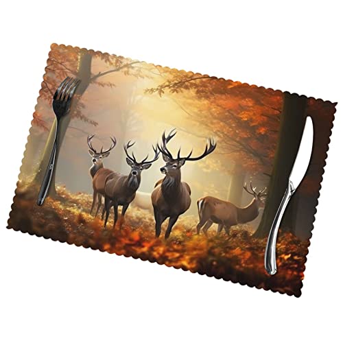 Deers in Autumn Forest