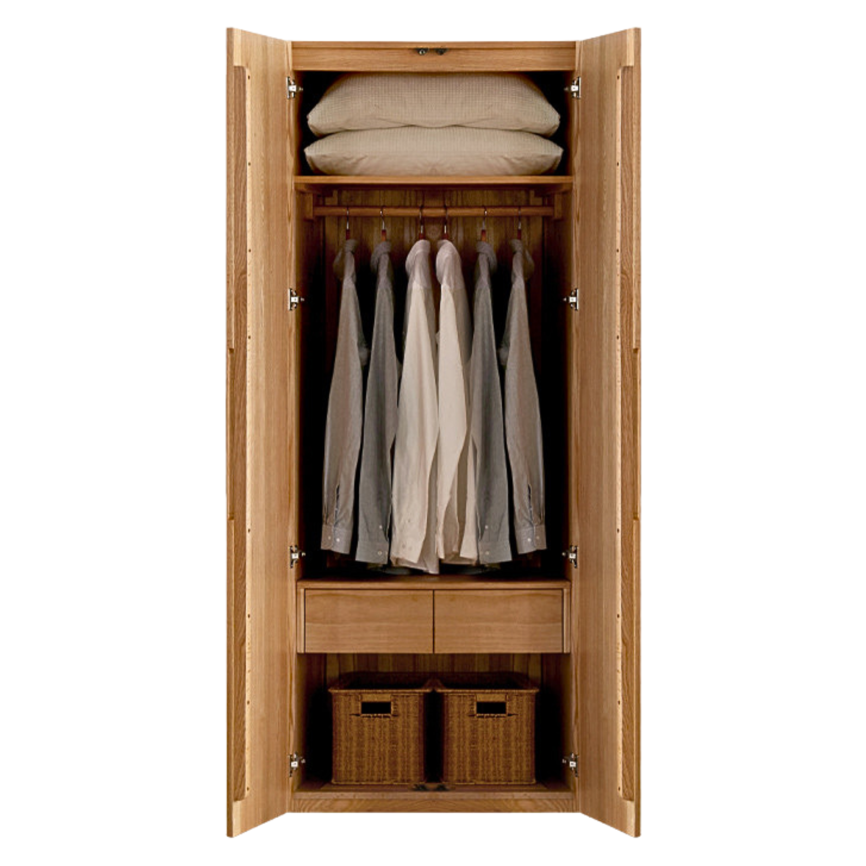 Solid Oak Wood Wardrobe - Premium Quality, Spacious Storage for Bedroom, Closet & Home Organization