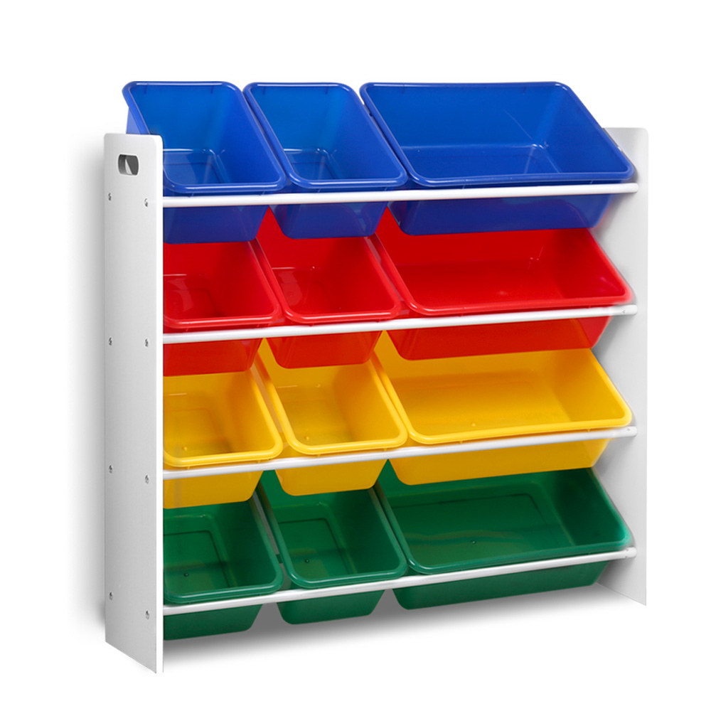 12-Piece Plastic Storage Bins for Kids - Toy Organizer Box, Bookshelf Storage, Children's Rack - Perfect for Playroom, Bedroom & Classroom Organization