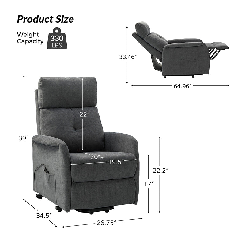 Serena Power Recliner Chair with Massage & Heat - Electric Lift Recliner Sofa for Living Room, Elderly & Home Theater Comfort (Brown) - Perfect for Relaxation, Movie Nights & Pain Relief