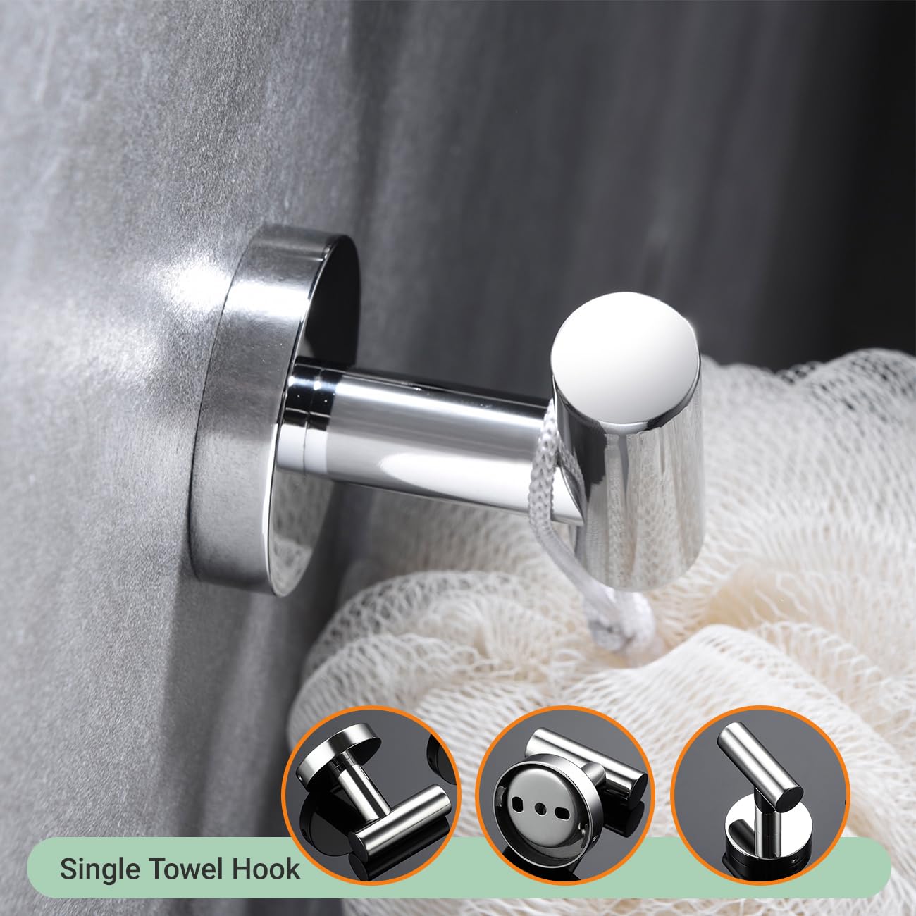 Premium 4-Piece Bathroom Accessories Set - Polished Stainless Steel Wall Mounted Towel Bar, Hand Towel Rack, Toilet Paper Holder & Robe Hooks - Modern Bathroom Organization for Home & Hotel Use