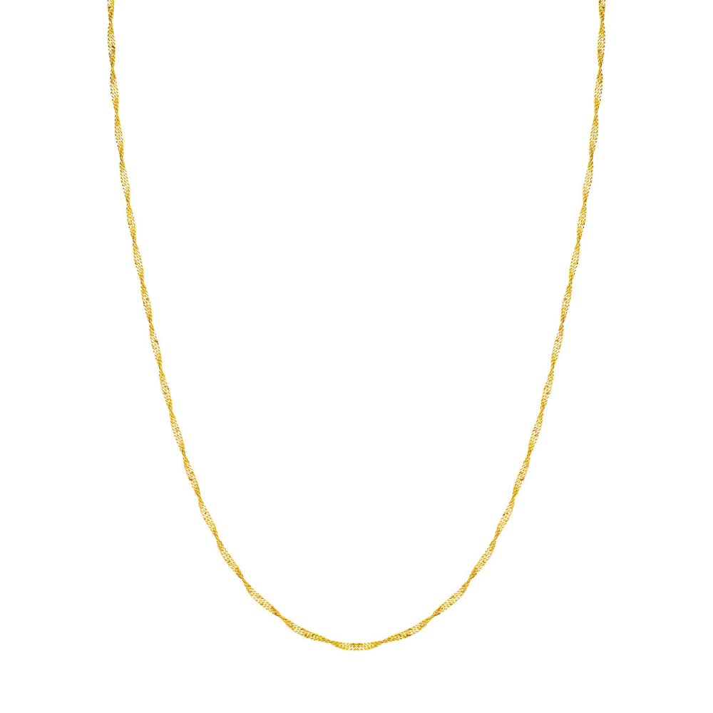 14K Yellow Gold Singapore Chain Necklace 18 Inch - Elegant & Durable Jewelry for Women, Perfect for Gifts, Parties & Everyday Wear