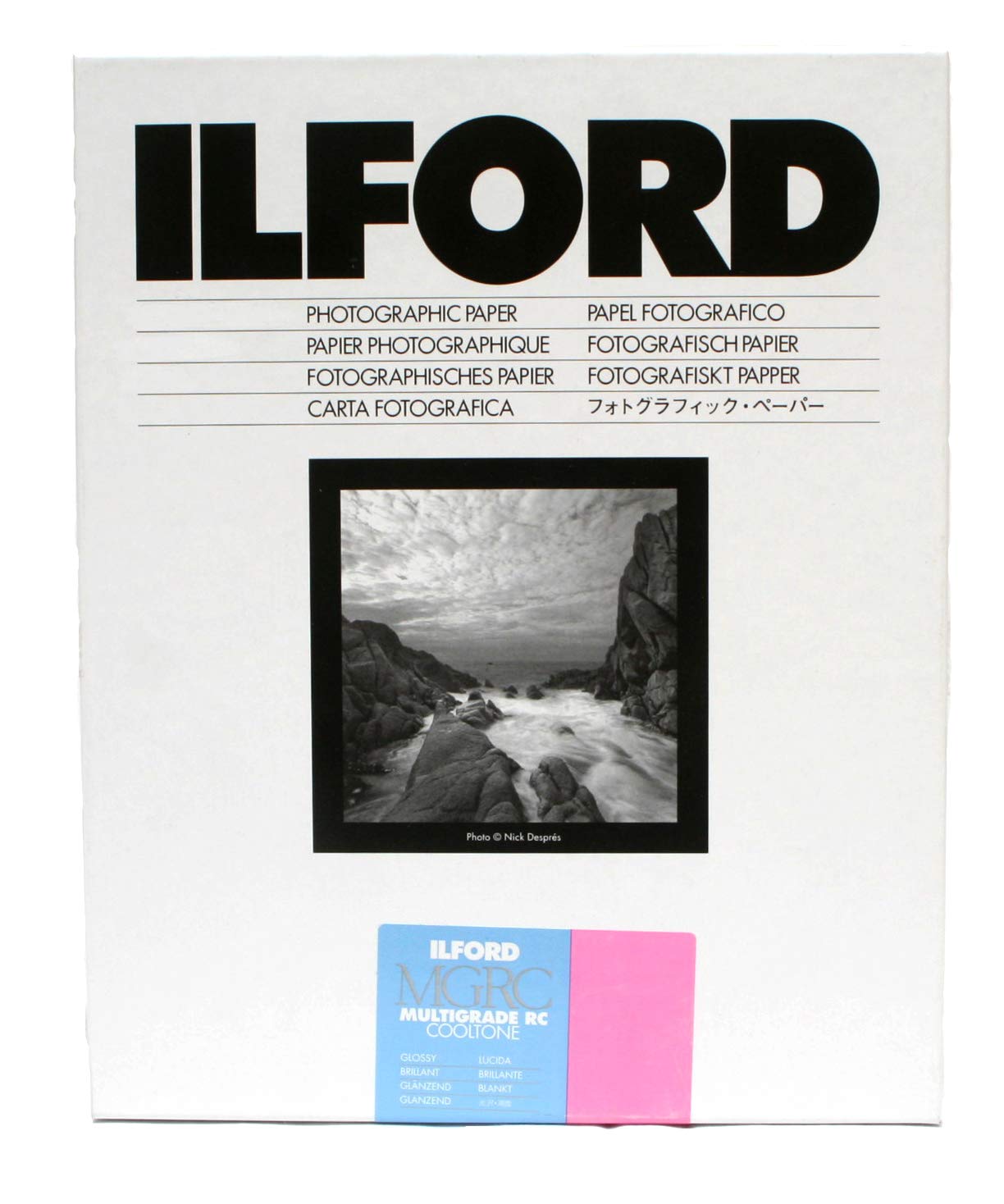 Ilford Multigrade Cooltone RC Black & White Photo Paper (8x10 Inches, Glossy, 100 Sheets) - Perfect for Darkroom Printing, Fine Art Photography, and Professional Portraits