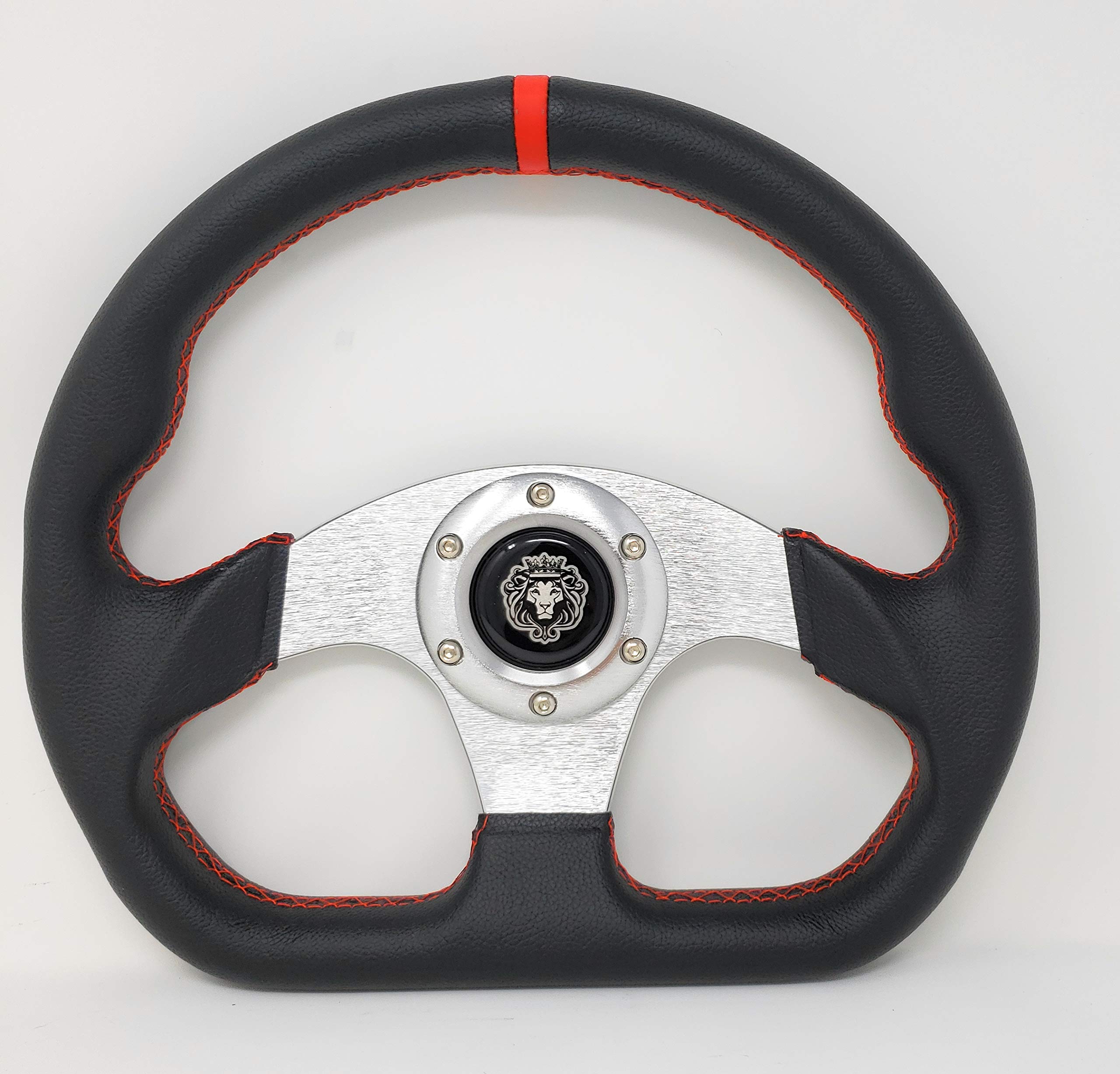 EZ-GO TXT RXV Golf Cart Red Steering Wheel with Chrome Adapter - 3 Spoke Replacement Steering Wheel for Golf Carts - Perfect for Upgrades, Repairs, and Customization