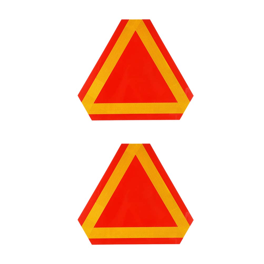 2PCS Slow Moving Vehicle Triangle Signs with Reflective Boards - High Visibility Safety Warning for Tractors, Golf Carts & Construction Equipment - Ideal for Road Safety & Night Use