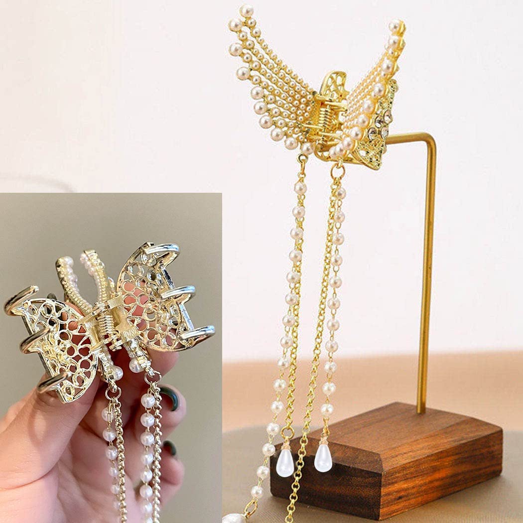 XIKKART Women's Hair Clips Set - Elegant Metal Claw Clip & Butterfly Hair Claw for Girls, Bridal Hair Accessories (Pack of 1) | Perfect for Weddings, Parties & Everyday Styling