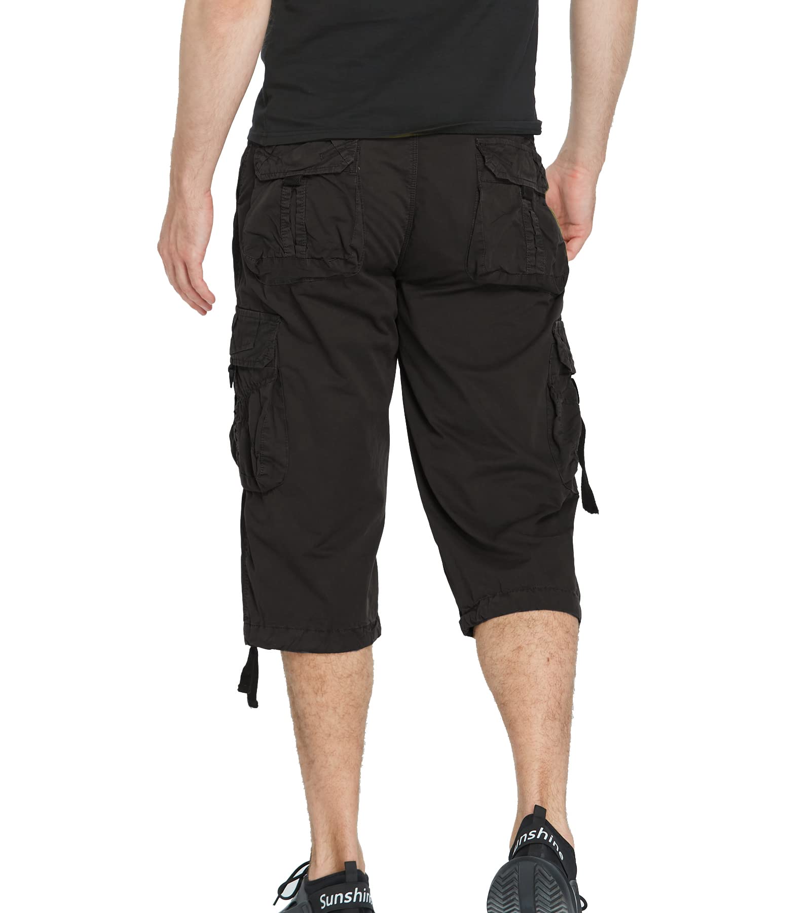 Men's 3/4 Length Cargo Shorts - Below The Knee Casual Outdoor Shorts for Hiking, Travel & Summer Activities