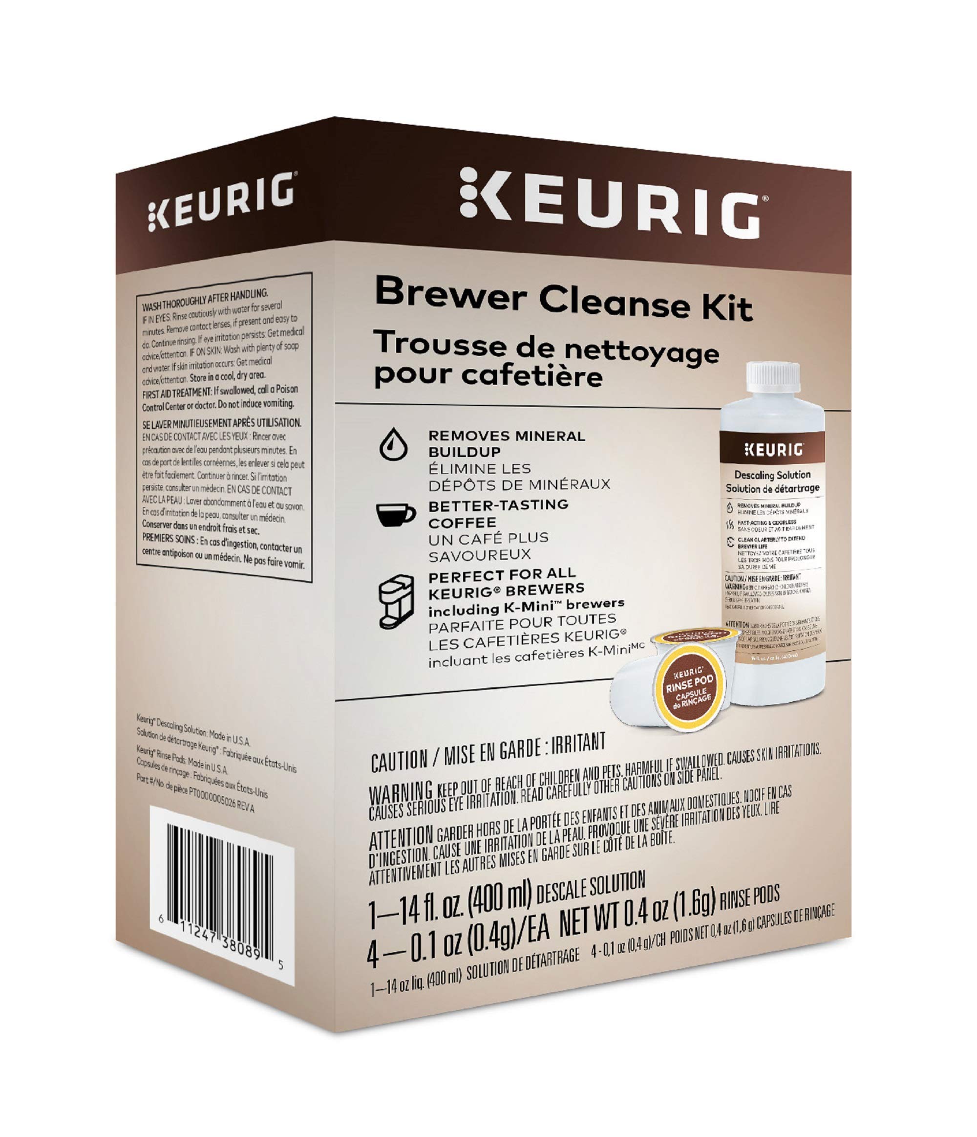 Keurig® K-Supreme Single Serve K-Cup Pod Coffee Maker Descaling Kit - Includes Descaler Solution & Cleaning Rinse Pods for Maintenance - Perfect for Home & Office Coffee Machine Care