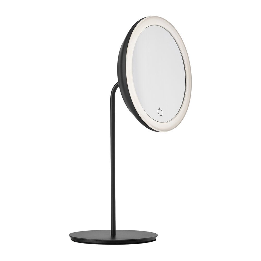 ZONE DENMARK Illuminated Standing Mirror with 5X Magnification - Black Makeup Vanity Mirror for Dressing Room, Bathroom & Bedroom