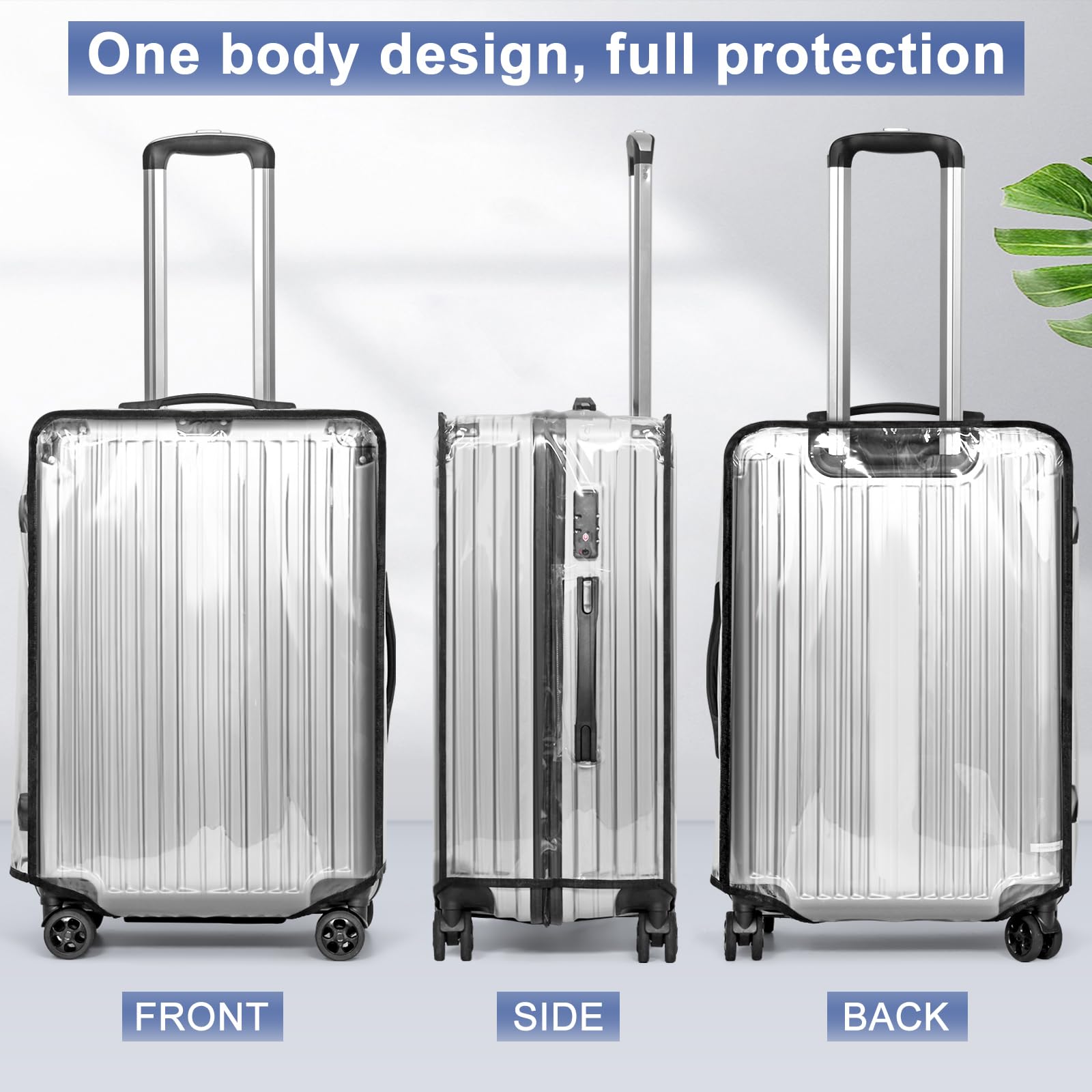 2PCS Clear PVC Luggage Cover Protector for 28 Inch Wheeled Suitcase - Waterproof Travel Suitcase Protector for Airplane, Train & Storage