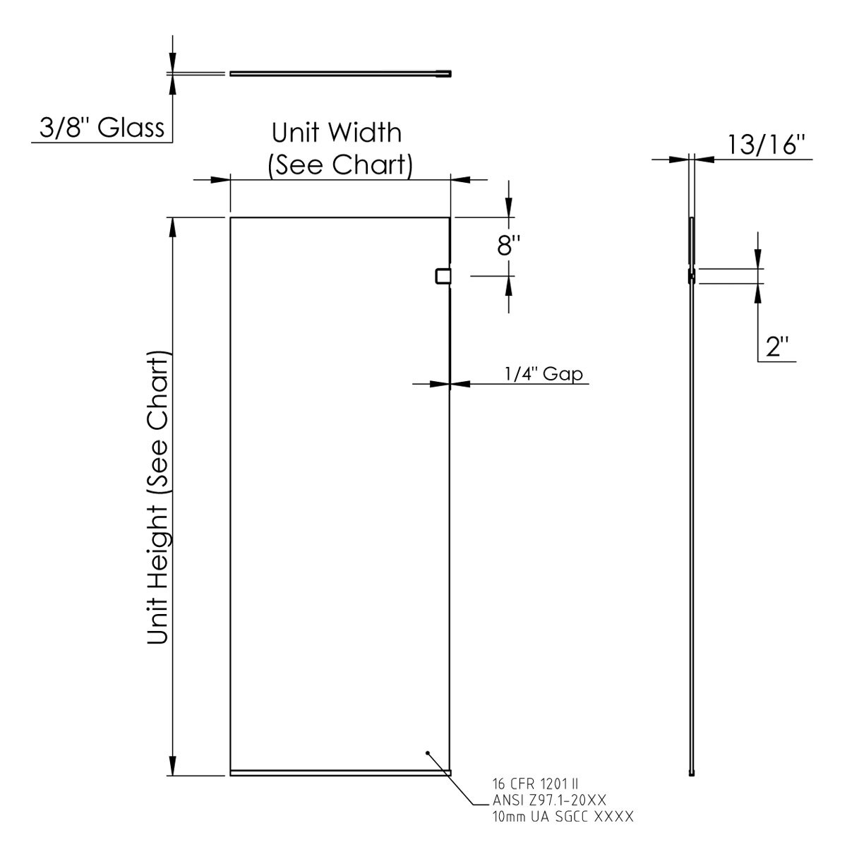 Tempered Glass Fixed Shower Screen 24