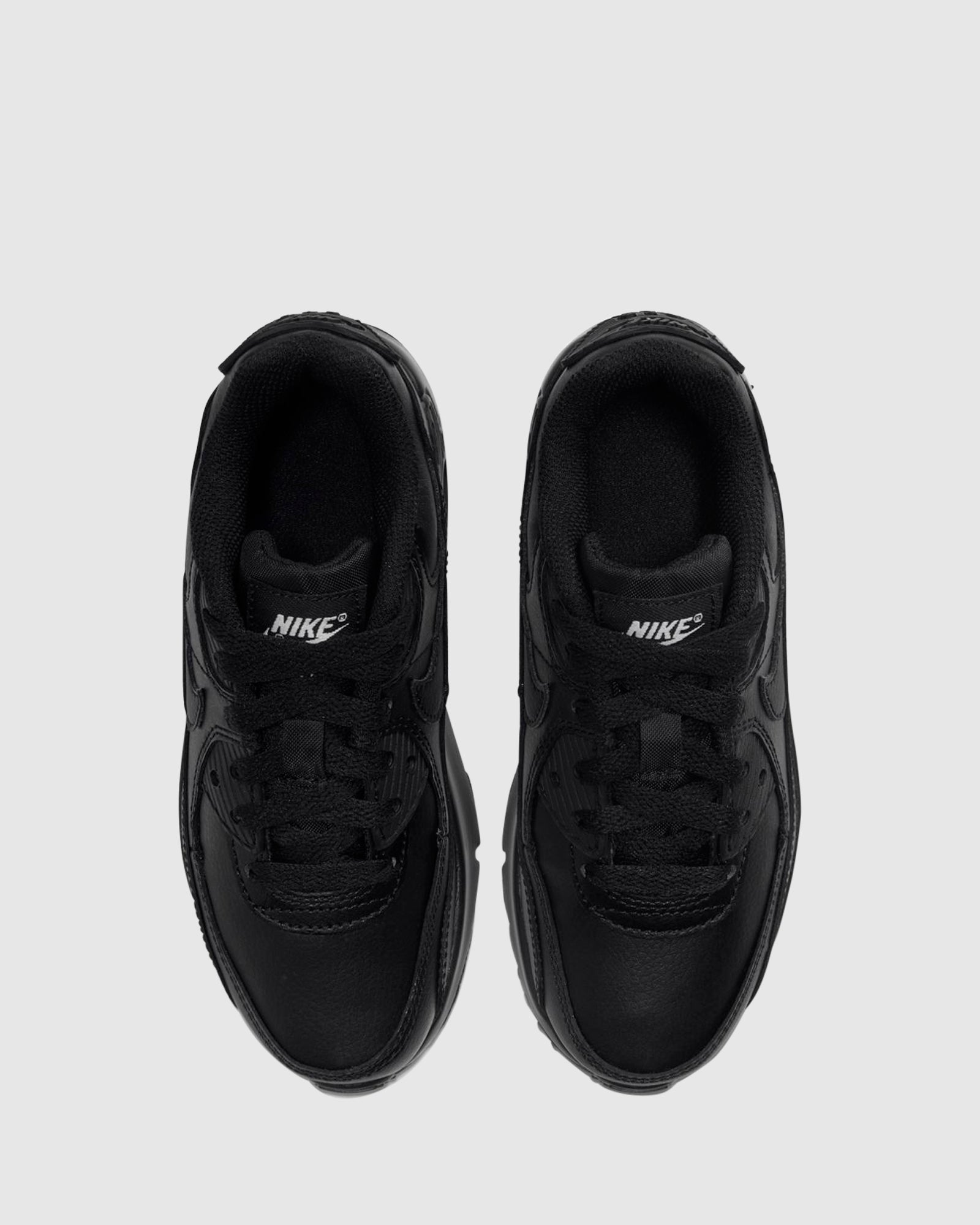 Nike Air Max 90 Leather Preschool Shoes - Black/Black - Comfortable Kids Sneakers for Running, Play & Everyday Wear