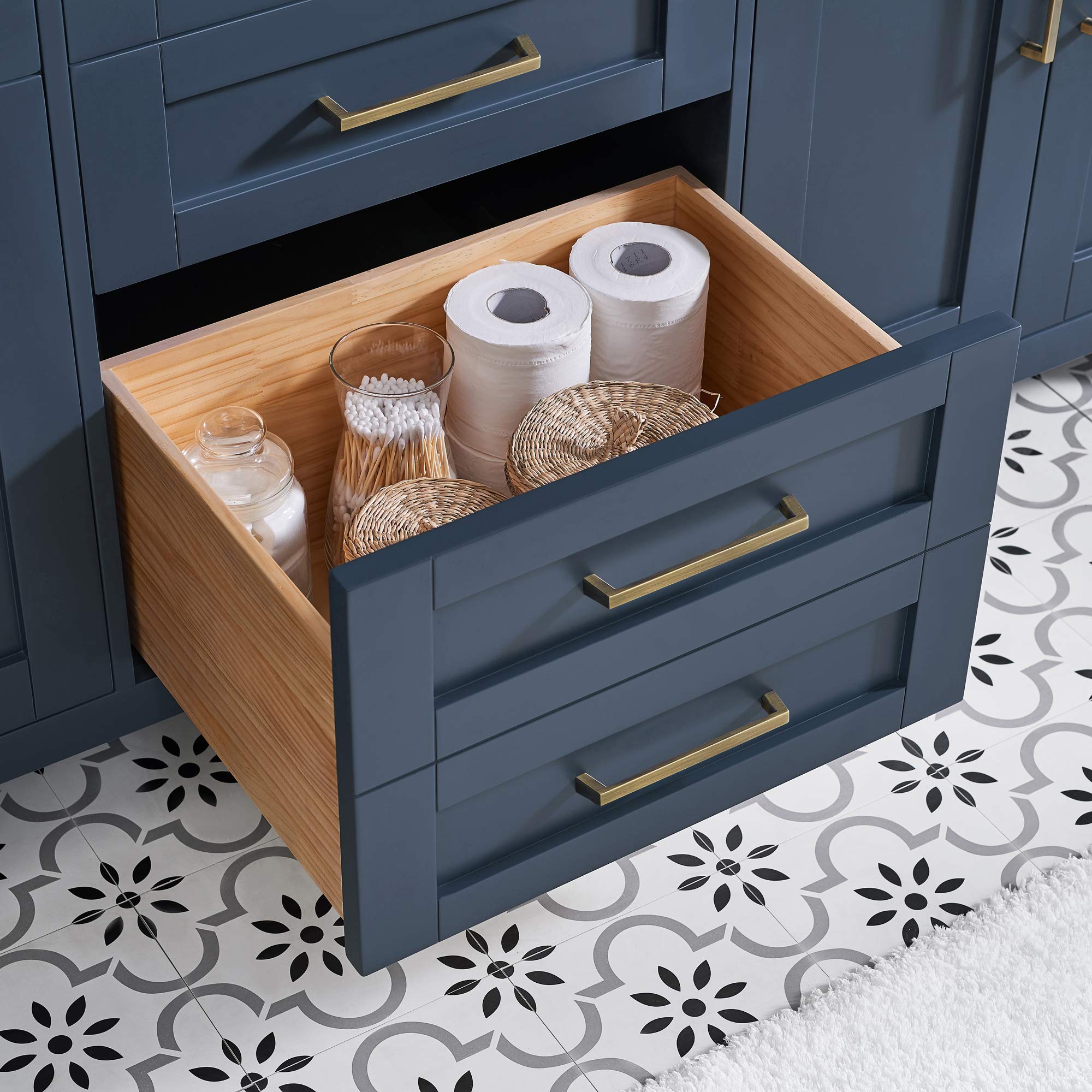 OVE Decors Maya 72-Inch Double Sink Bathroom Vanity in Midnight Blue - Modern Bathroom Storage Solution for Master Bath & Guest Powder Room