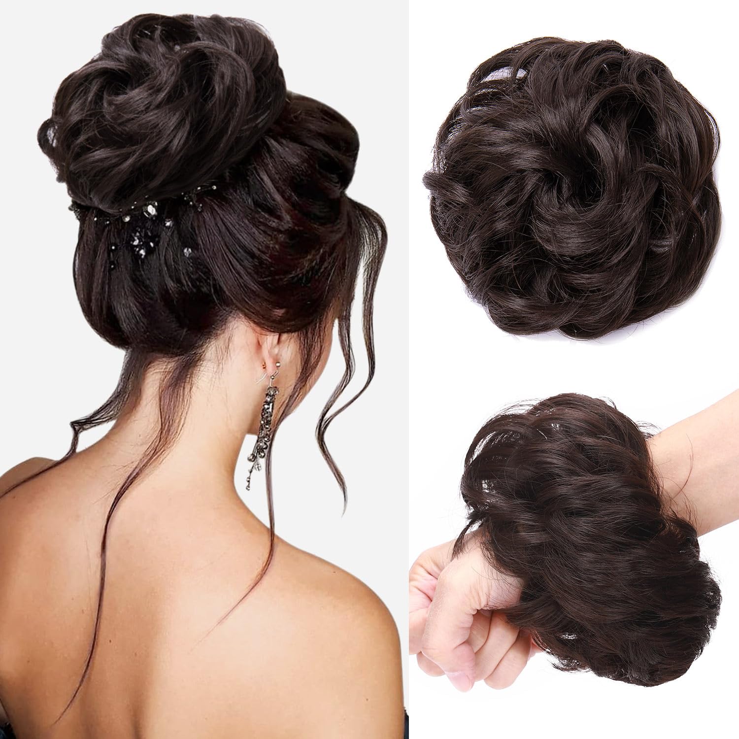Messy Bun Hair Piece for Women - Synthetic Hair Extensions for Quick & Easy Updos - Perfect for Weddings, Parties & Everyday Styling