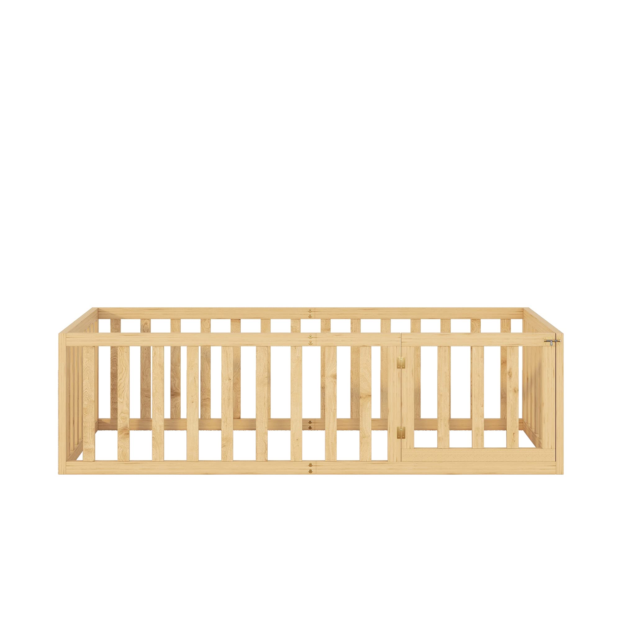Montessori Twin Floor Bed for Kids - Low Ground Toddler Bed with Fence | Safe Play & Sleep Space