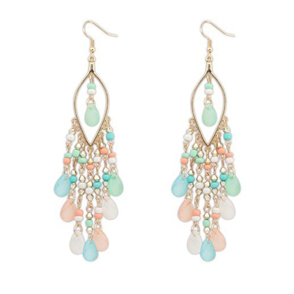 Bohemian Beaded Dangle Earrings for Women - Colorful Floral Tassel Drop Earrings (1 Pair) | Perfect for Festivals, Parties & Boho Fashion Accessories