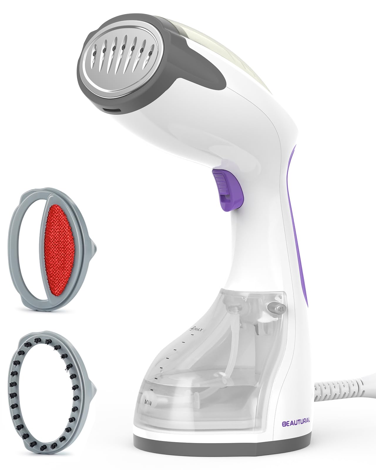 BEAUTURAL Portable Handheld Steamer for Clothes - 30-Second Fast Heat-up Fabric Wrinkle Remover with Large Detachable Water Tank & Auto-Off - Perfect for Travel, Home, and Office Use