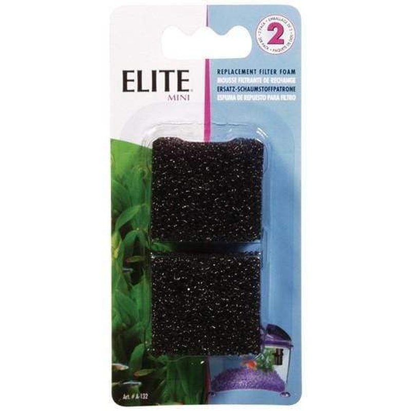 Elite Mini Internal Aquarium Filter Foam 2 Pack - High-Quality Sponge Media for Fish Tank Filtration, Perfect for Small to Medium Aquariums and Breeding Tanks