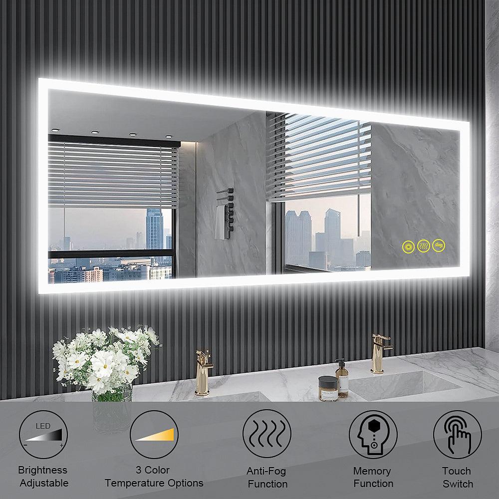SmartGlow Dimmable LED Frameless Anti-Fog Bathroom Vanity Mirror with Touch Control - Perfect for Makeup, Shaving & Home Decor