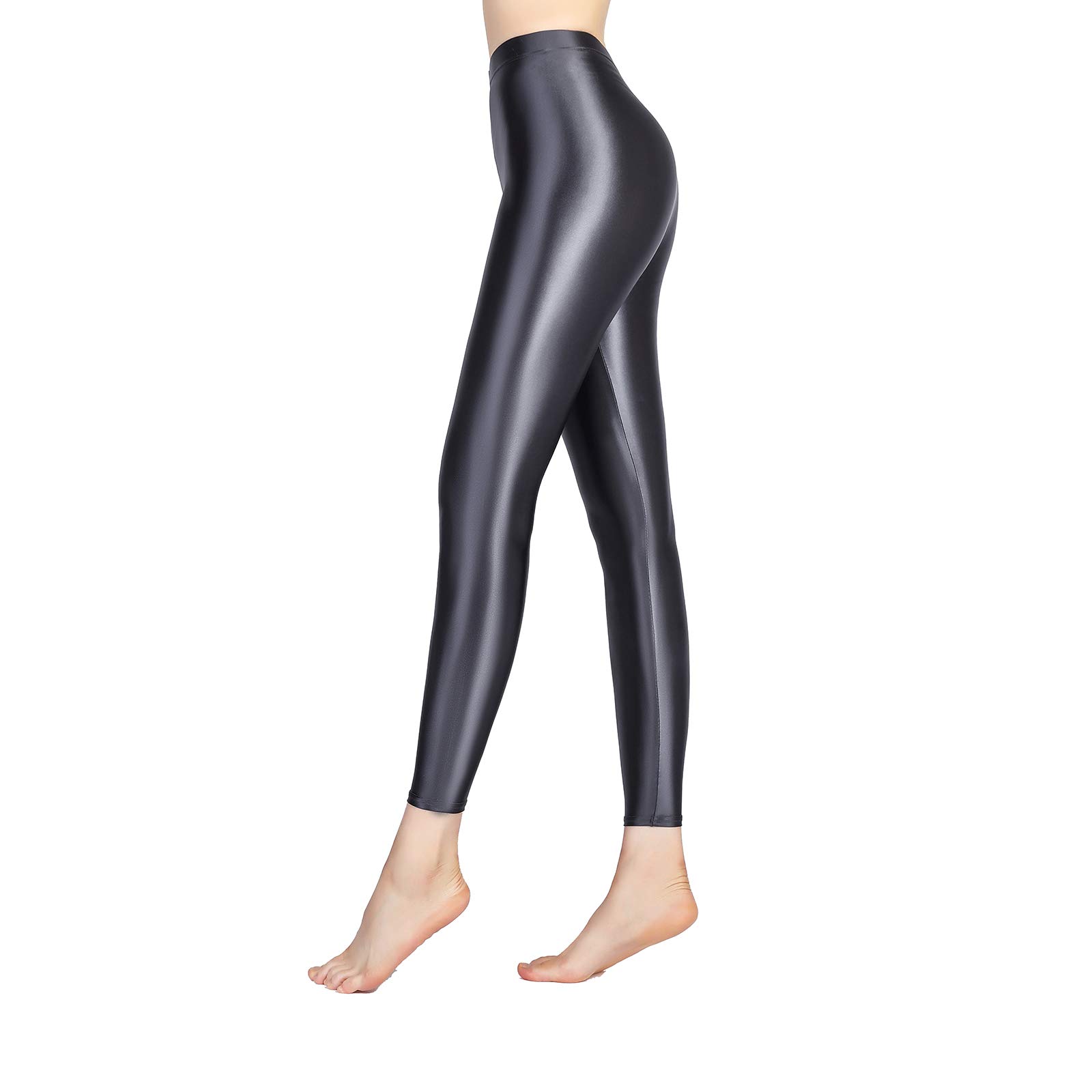 High Waist Opaque Pantyhose - Satin Glossy Yoga Leggings for Women, Shiny Sport Tights, Japanese Style Fitness Stockings | Perfect for Workout, Dance, Office Wear & Everyday Fashion