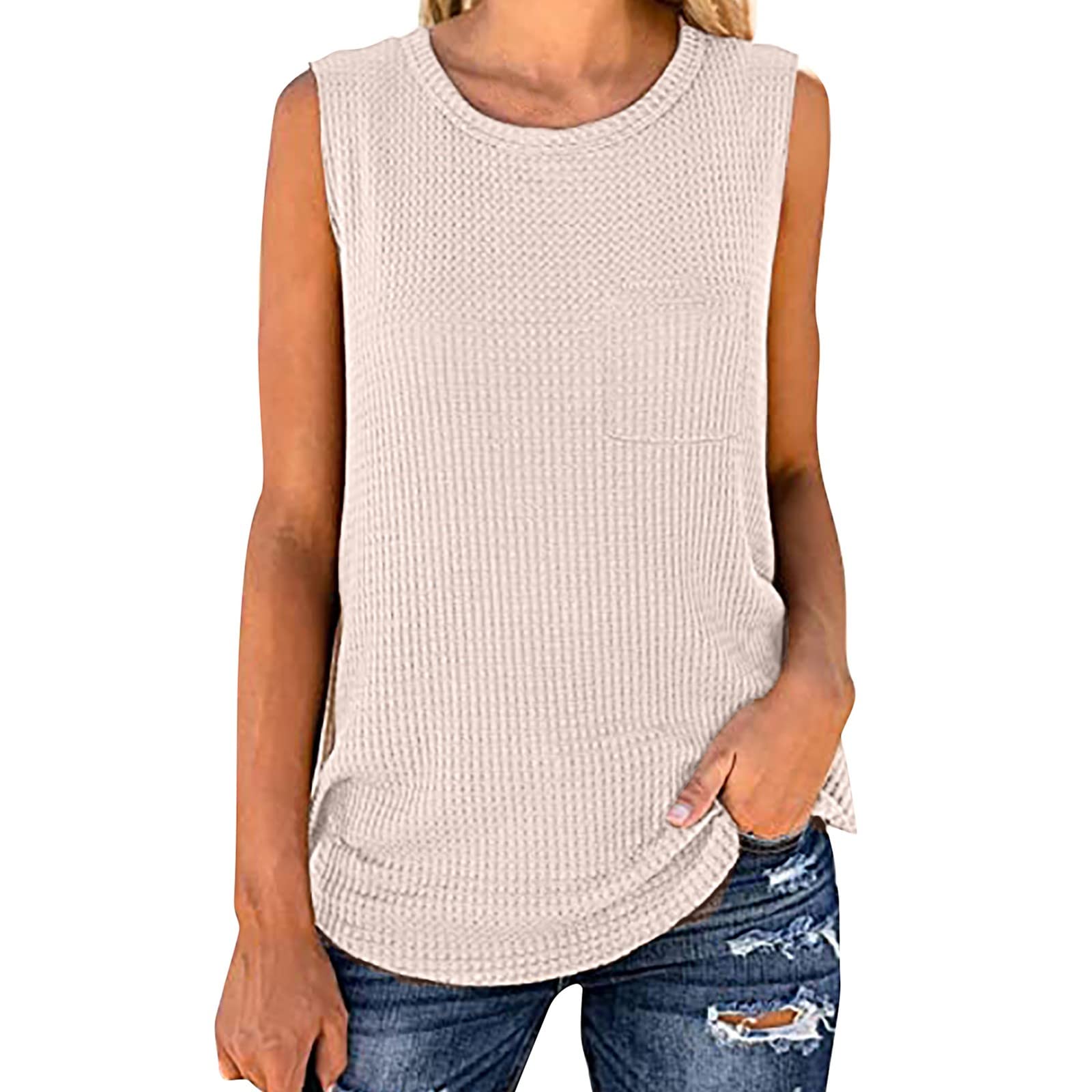 Women's Casual Solid Color Tank Top - O-Neck Sleeveless T-Shirt, Loose Fit Racerback Cami for Summer, Gym, Yoga & Everyday Wear