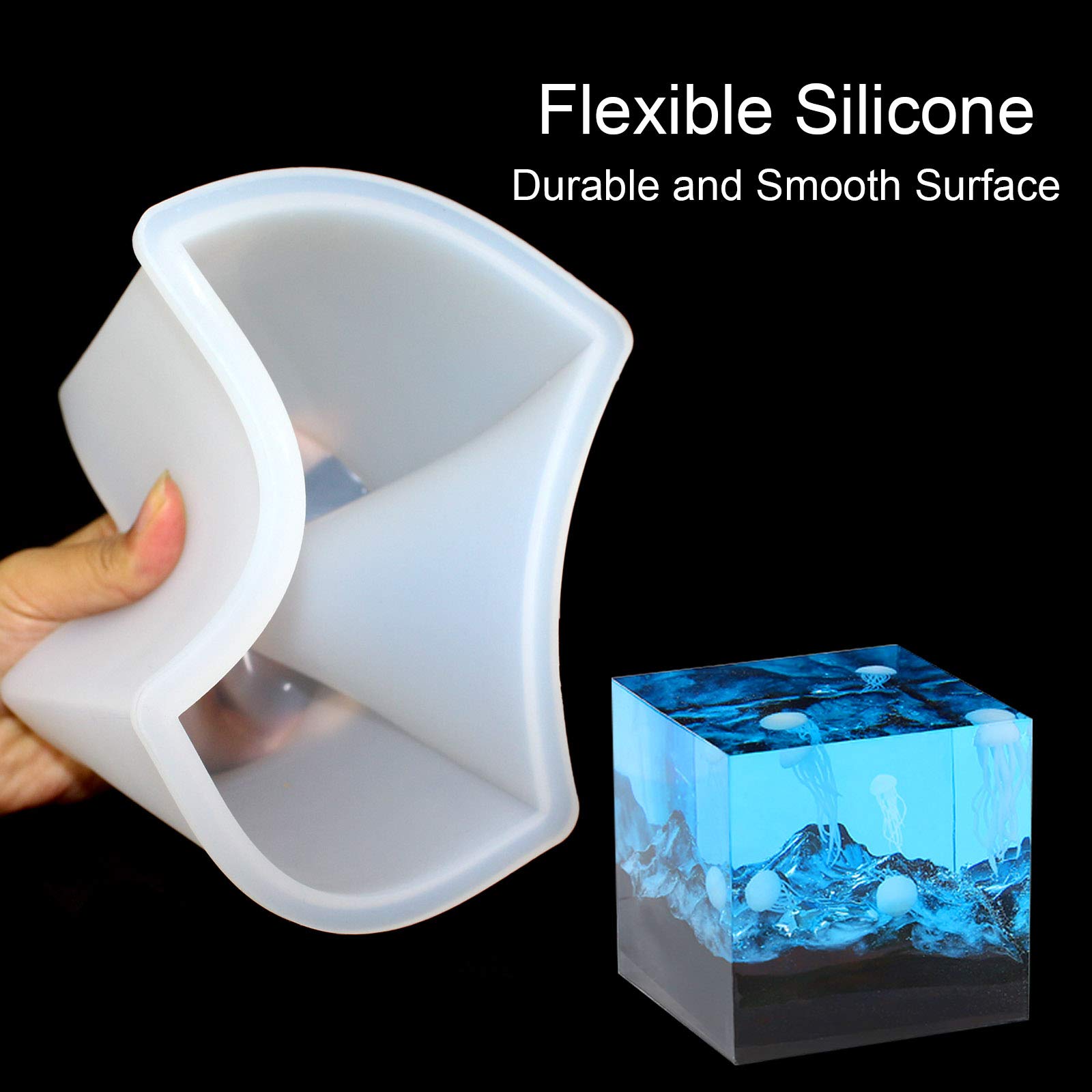 4 Inch Square Silicone Molds for Resin Epoxy Casting - DIY Jewelry, Soap Making, Candle & Craft Projects - Reusable Baking Molds for Chocolate, Candy, Ice Cubes