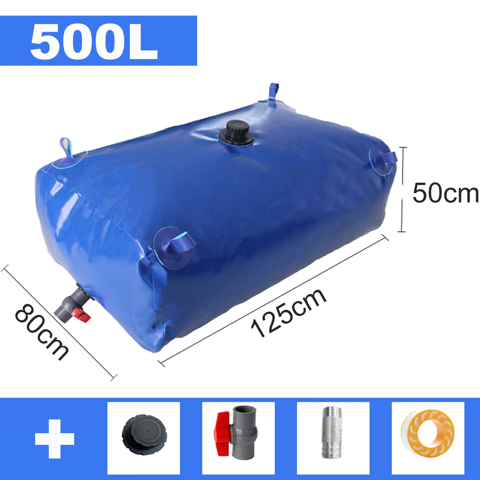 Foldable Water Storage Bag - Large Capacity Portable Water Bladder Tank with On/Off Valve | Emergency Water Supply, Outdoor Camping, Hiking, Rainwater Collection & Disaster Preparedness