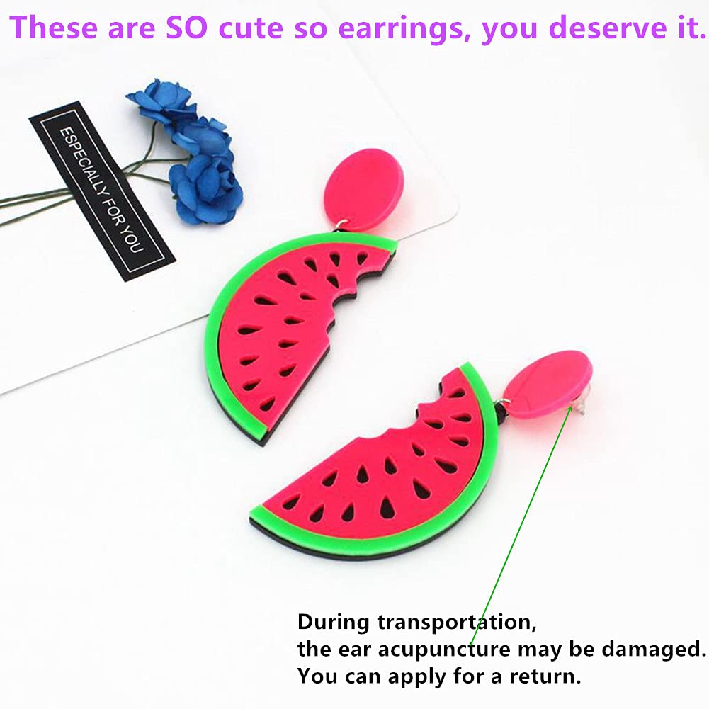 80s Retro Acrylic Fruit Neon Earrings for Women - Fashionable Dangle Drop Earrings Jewelry Gift - Perfect for Parties, Raves & 80s Theme Outfits