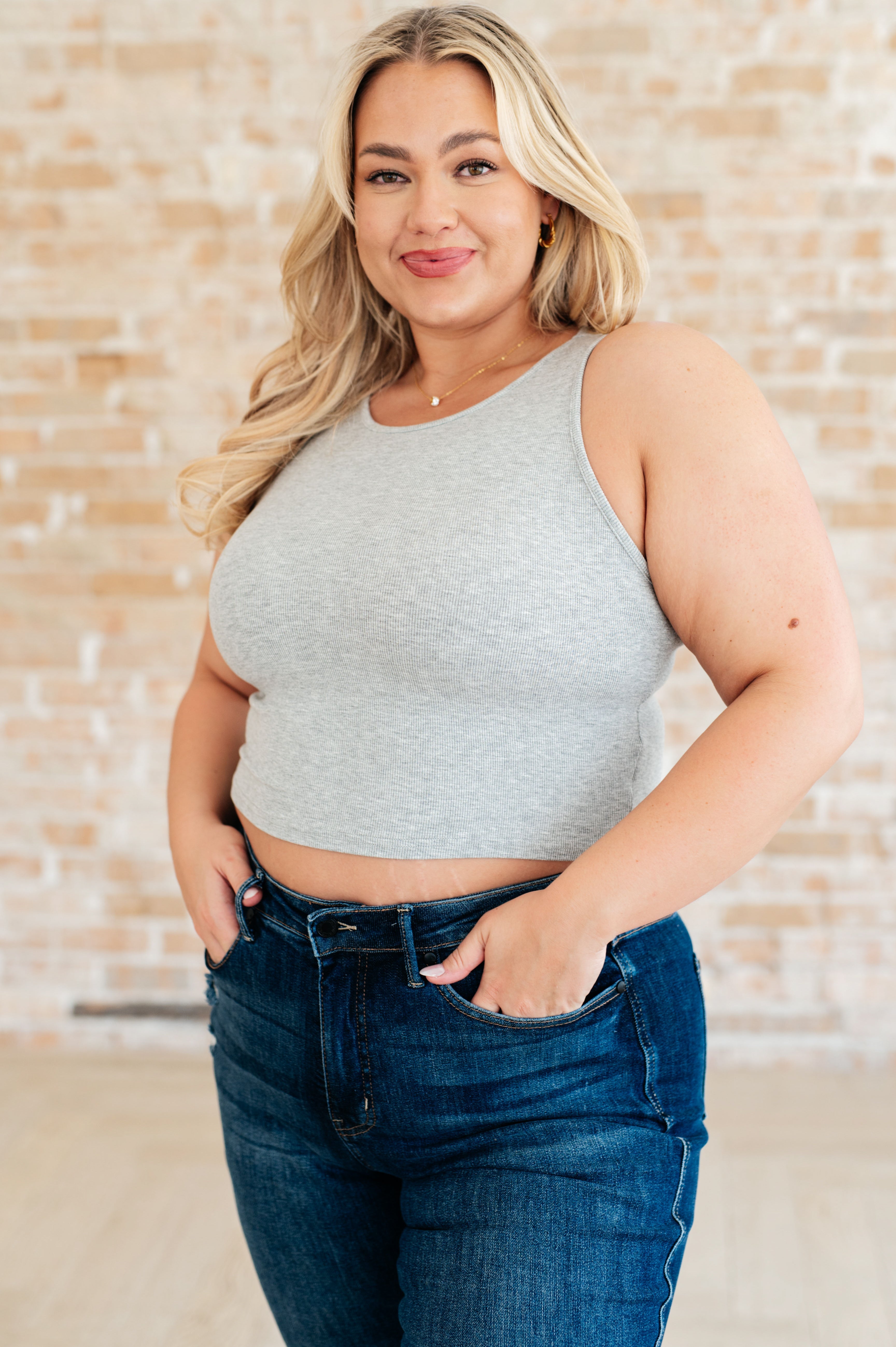 Premium Rib Knit Tank Top for Women - Soft Comfortable Grey Sleeveless Shirt - Perfect for Yoga, Gym Workouts & Summer Casual Wear