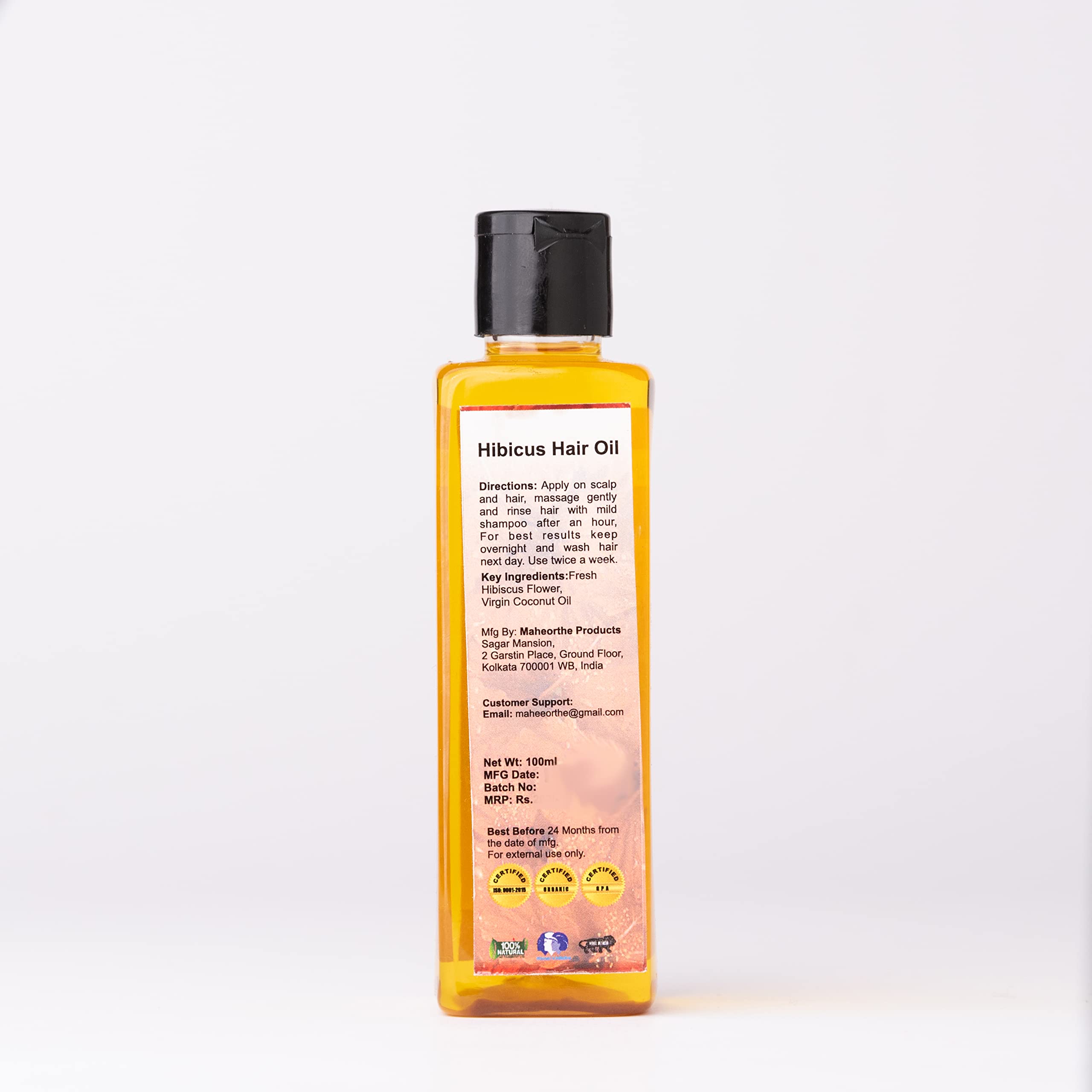 MaheOrthe Hibiscus Hair Oil for Strong & Healthy Hair Growth | Anti Hair Fall Treatment | 100ml Natural Hair Care Solution | Perfect for Daily Use, Scalp Massage & Damaged Hair Repair