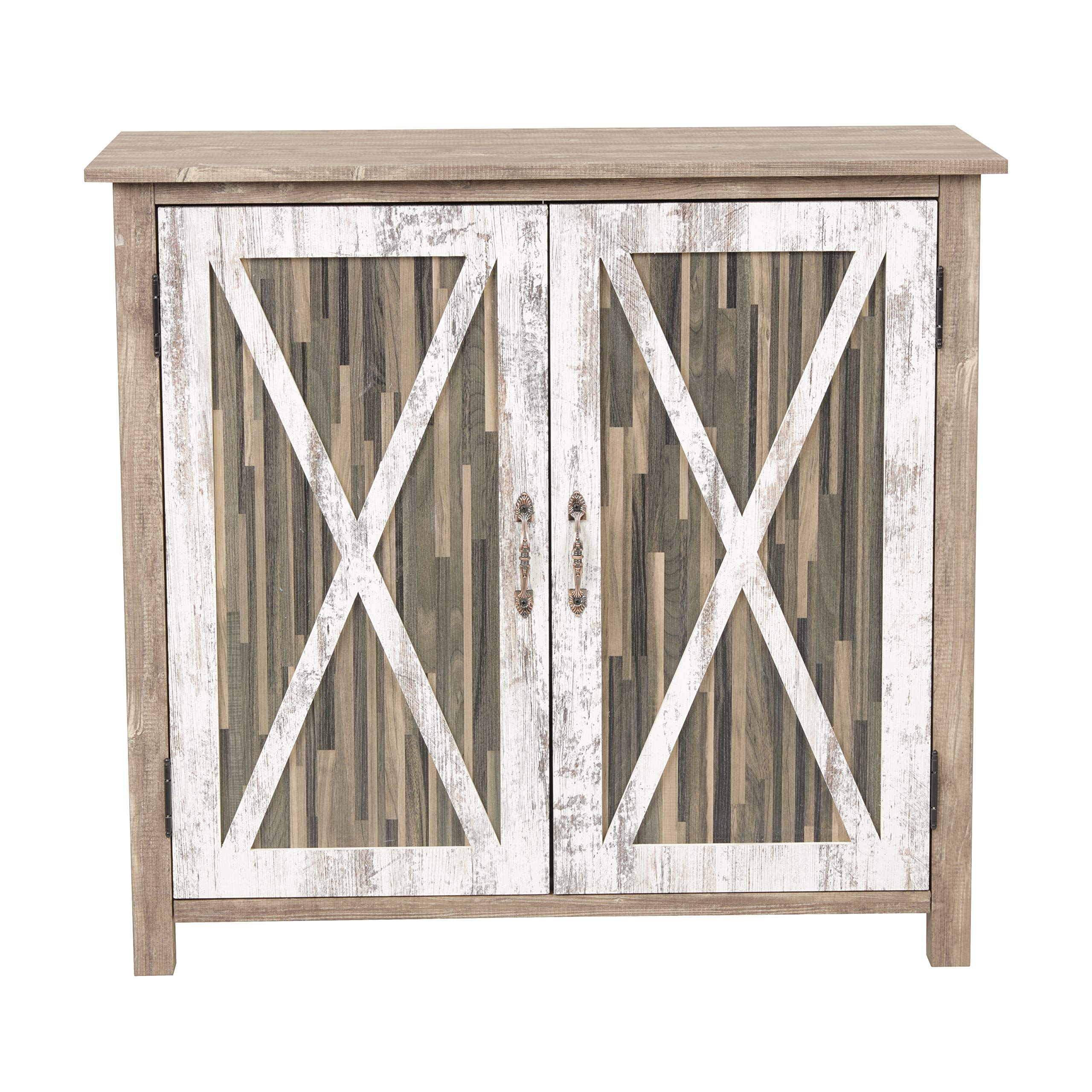 Vintage Aged Barnwood Cabinet - American Furniture Classics 41002 - Rustic Storage Solution for Living Room, Bedroom & Farmhouse Decor