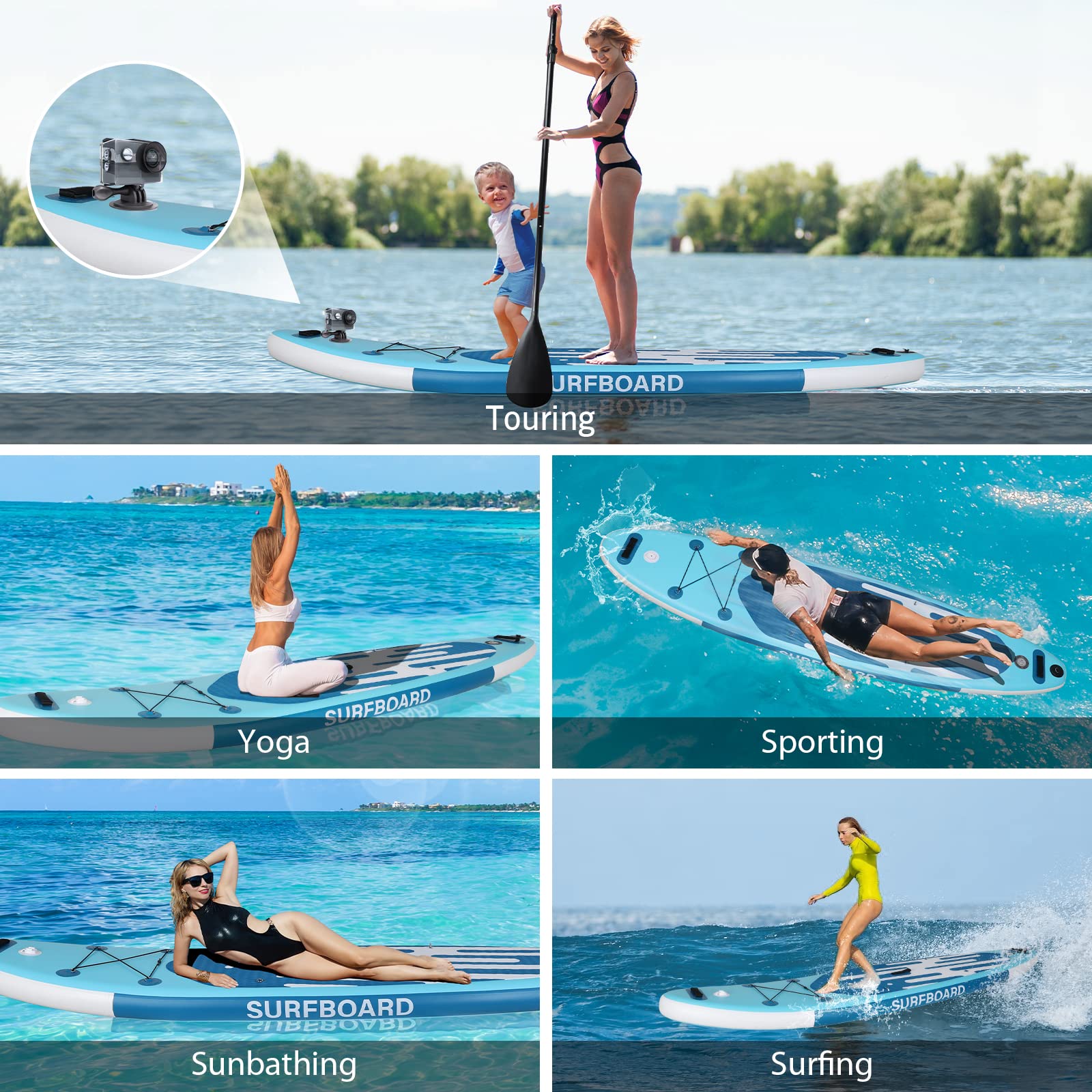 Fullwatt Inflatable Stand Up Paddle Board SUP with Kayak Seat | Non-Slip Deck | Ultra Lightweight | Portable SUP Board for Teens & Adults | Perfect for Lakes, Rivers & Ocean Paddling