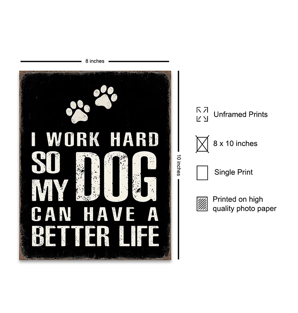 Funny Dog Wall Art & Decor - 8x10 Unframed Dog Poster with Quotes - Unique Dog Lover Gifts for Women & Men - Perfect for Living Room, Bedroom, or Office Decor