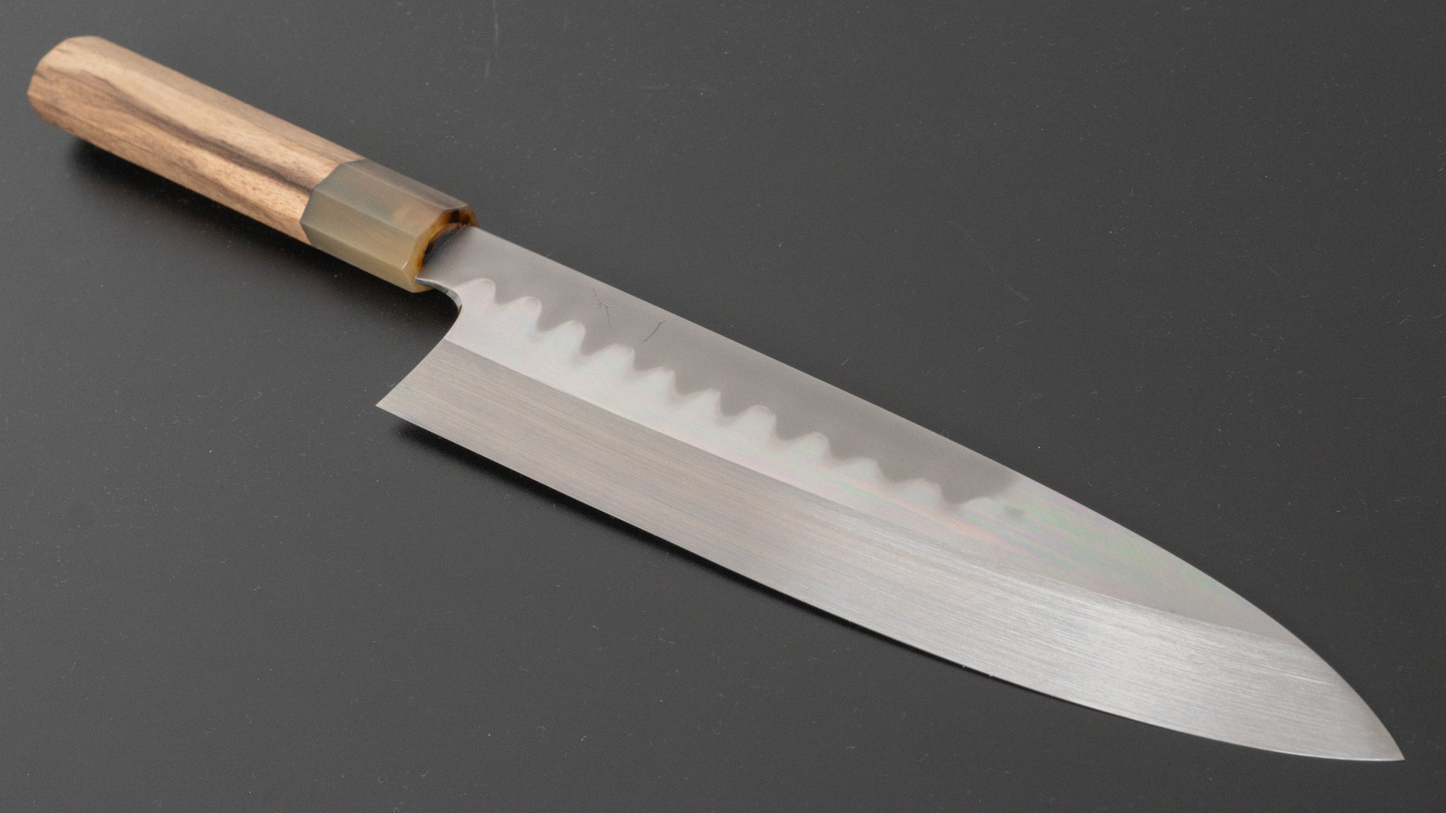 Hitohira Togashi Kyuzo White #1 Hakumon Mizu Honyaki Gyuto 240mm Japanese Chef Knife with Kurokaki Persimmon Handle (#022) - Premium Saya Included - Perfect for Sushi, Sashimi & Meat Cutting