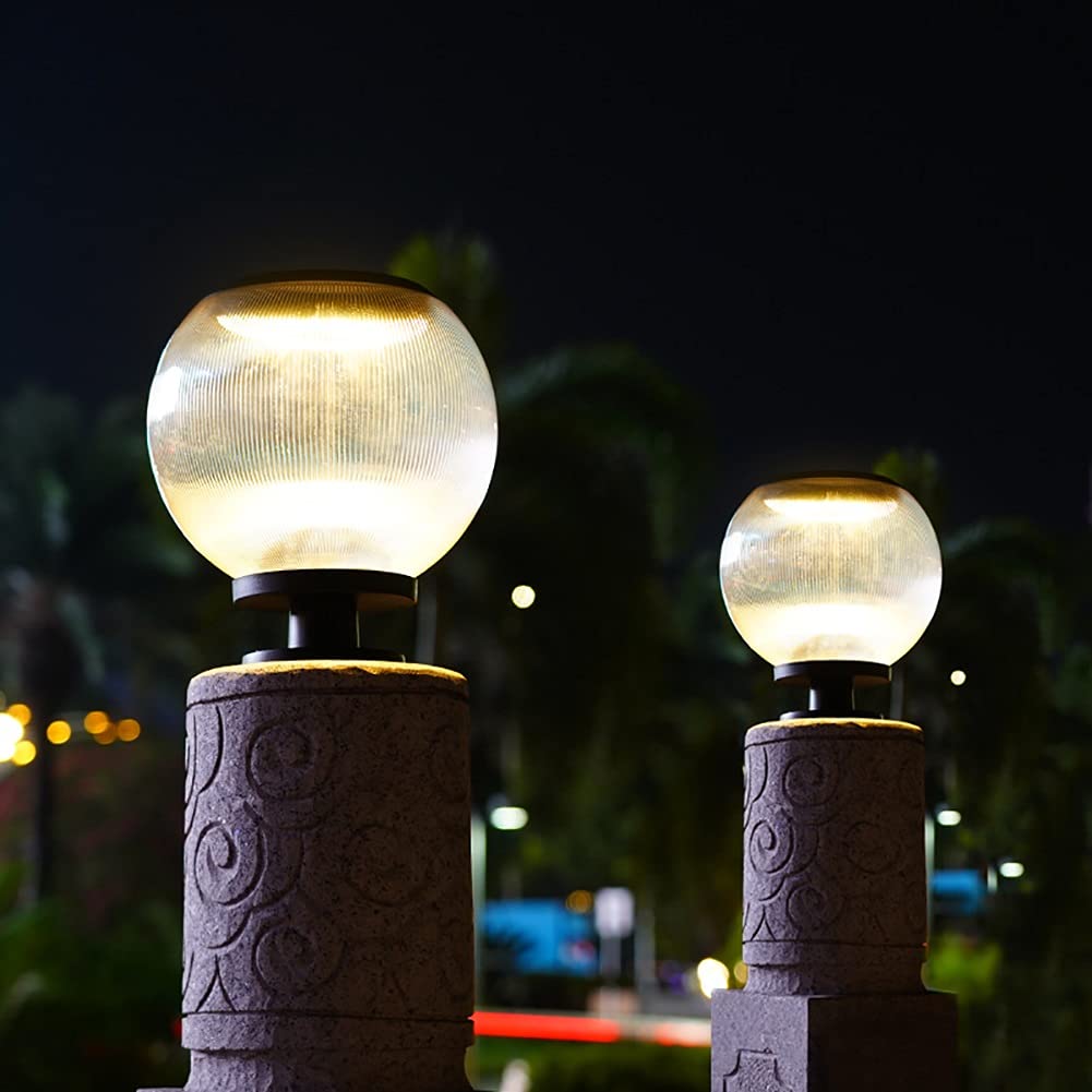 Solar Post Cap Lights Outdoor - 25cm Ball Shaped Waterproof LED Deck Lighting, Garden Pillar Lamp & Pathway Lights for Landscape, Patio, Driveway (Solar Powered) - Perfect for Backyard, Walkway, and Porch Decor