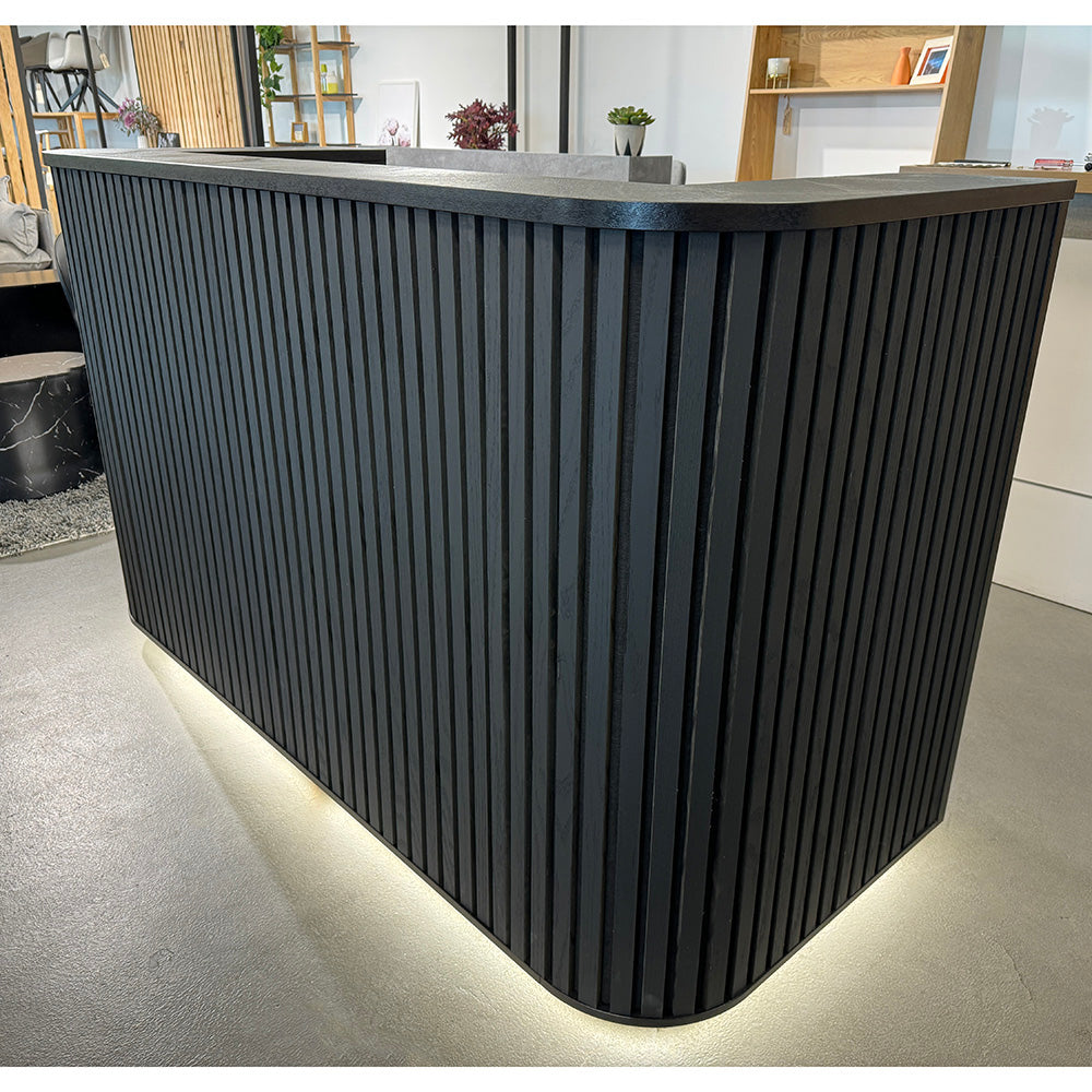 Modern HALO Reception Desk 180cm Black - Premium Office Furniture for Hotels, Corporate Lobbies & Professional Workspaces