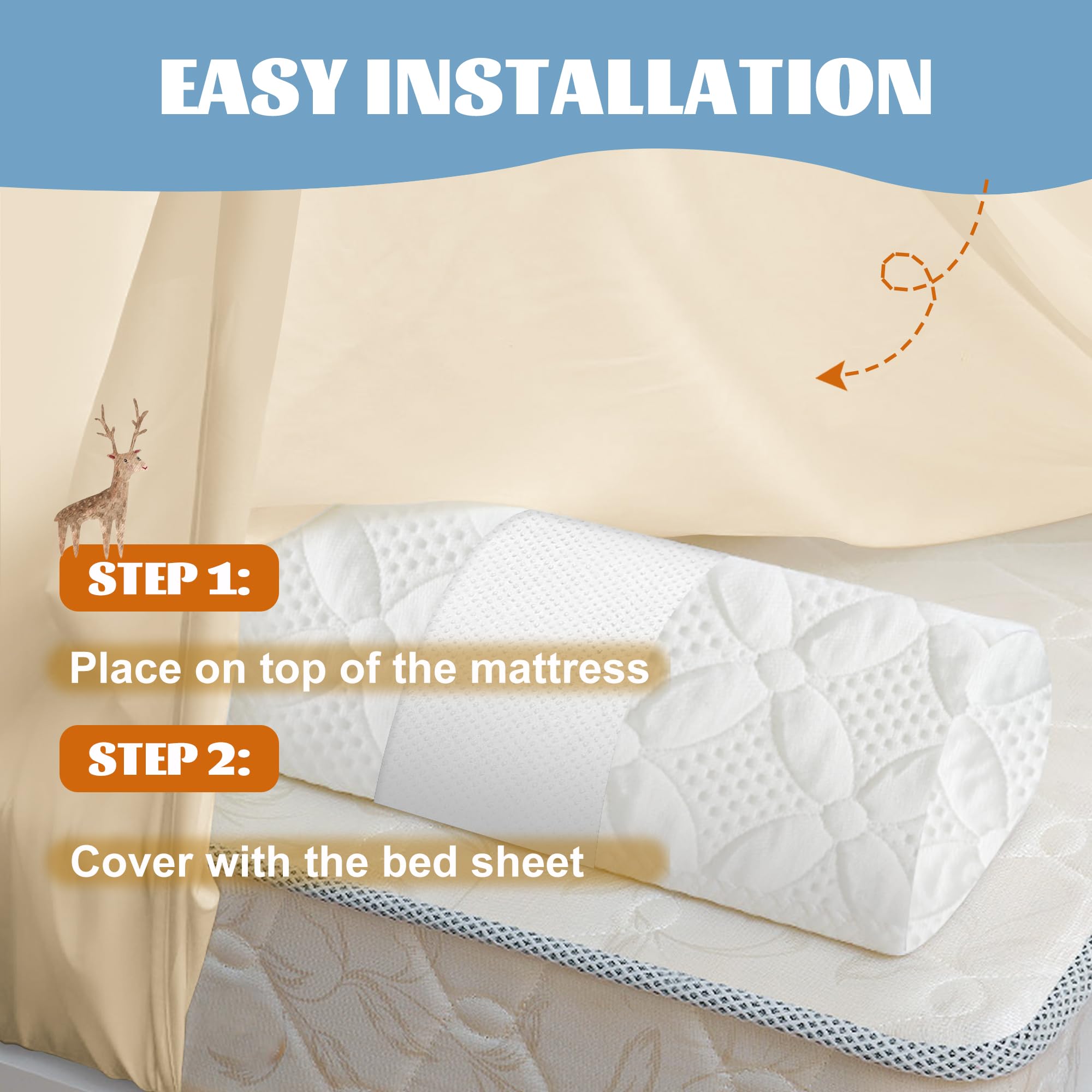 Toddler Bed Rail Guard - Soft Memory Foam Bed Safety Rail for Kids | Fits Twin, Full, Queen & King Size Beds | Washable Cover | 1 Pack | Perfect for Childproofing & Preventing Falls During Sleep