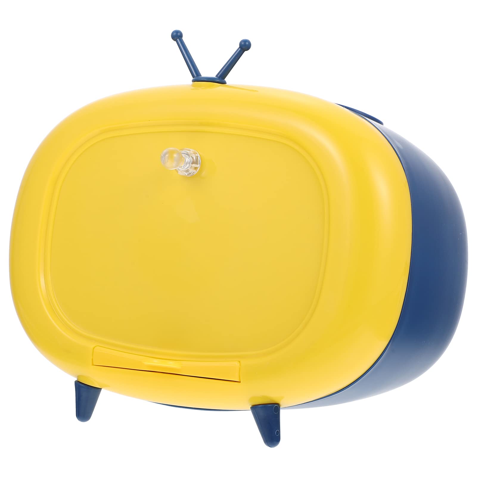 Retro TV-Shaped Plastic Tissue Box Holder & Remote Caddy - Multifunctional Bedside Table Organizer for Napkins, Phone Stand, and Home Decor (Blue) - Perfect for Living Room, Bedroom, and Office Organization