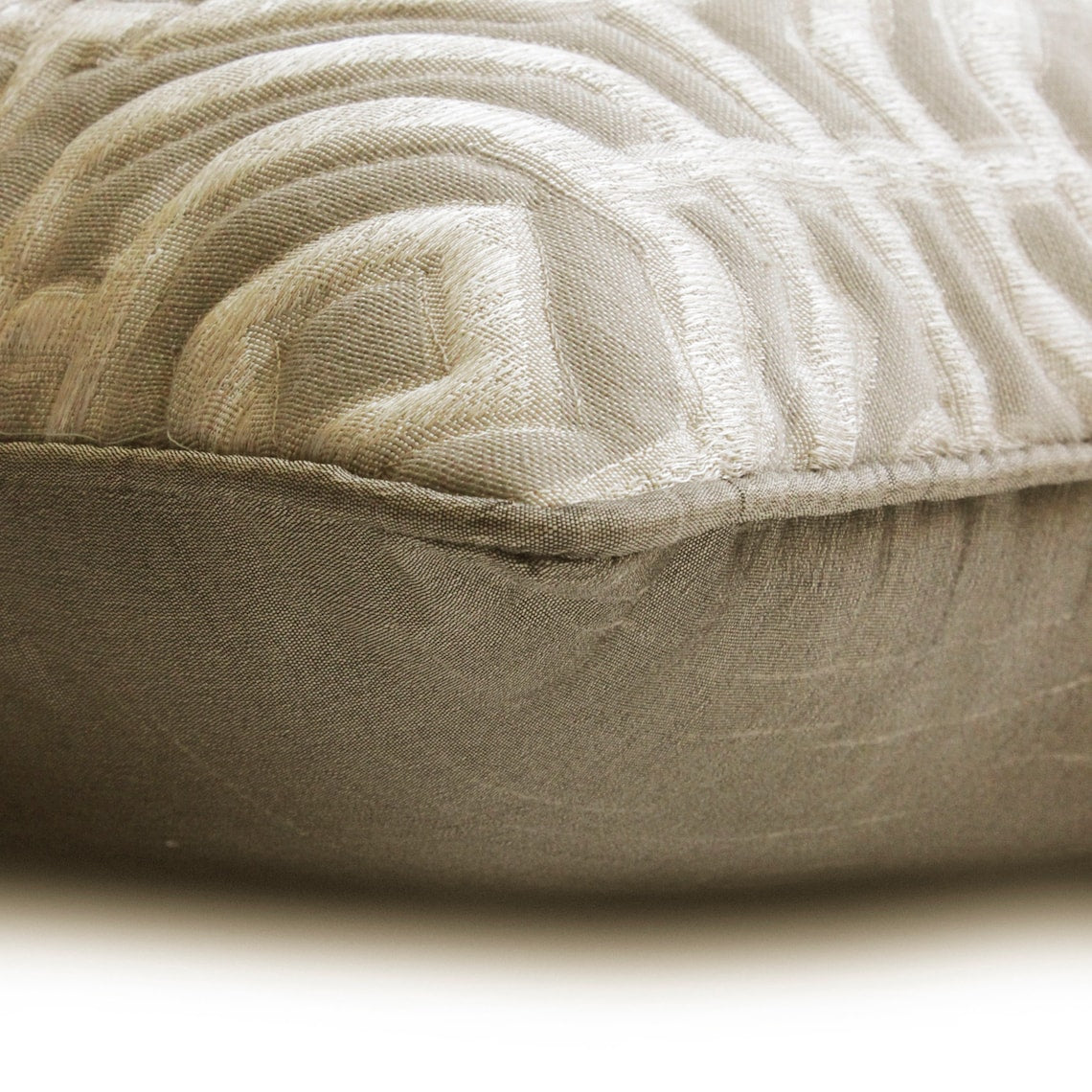 Angular Alchemy Beige Jacquard Throw Pillow Cover - Elegant Home Decor for Sofa, Bed & Living Room