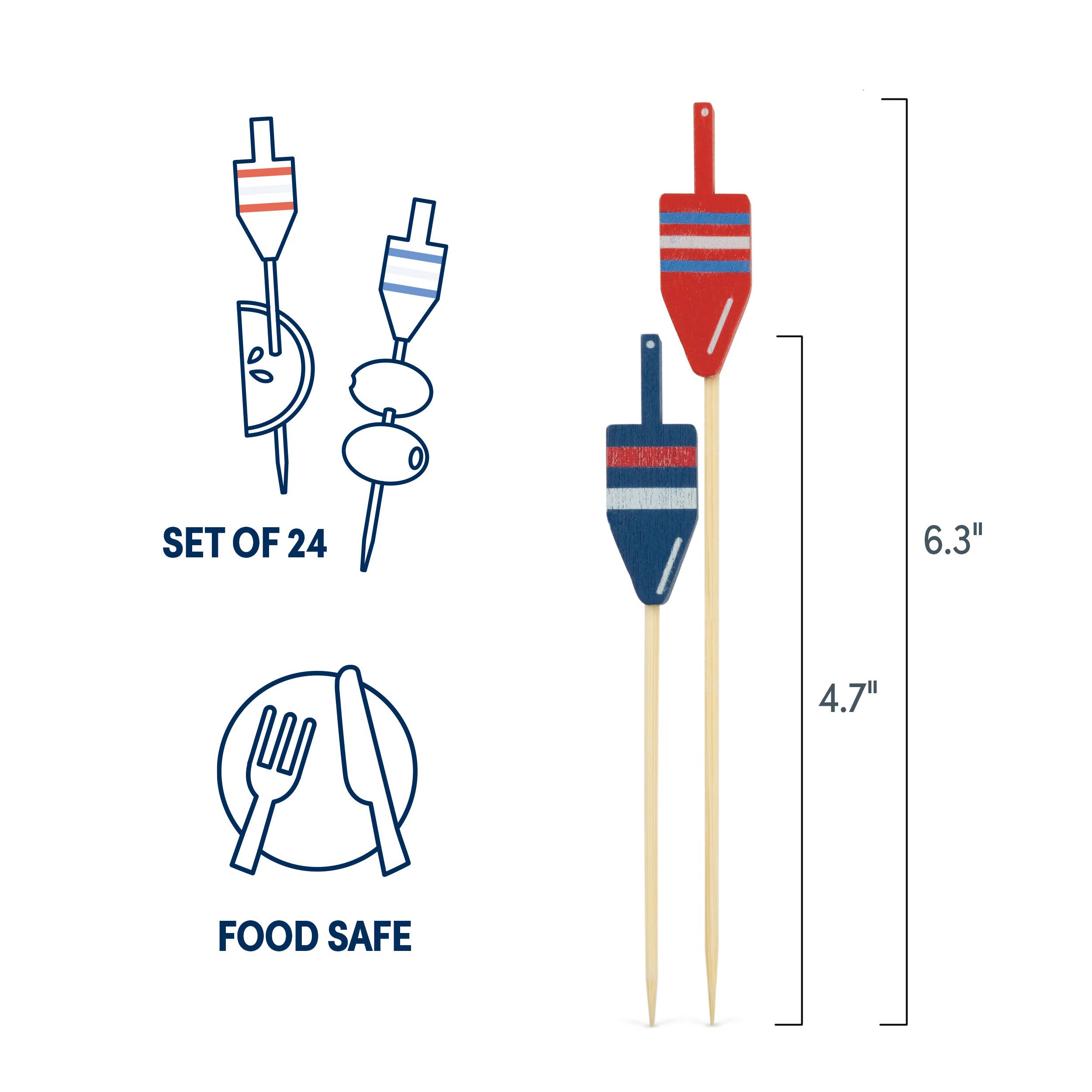 Premium Wooden Cocktail Picks Set of 24 - Elegant Bar Accessories for Martini, Garnish & Party Drinks - Perfect for Home Bars, Weddings & Cocktail Parties