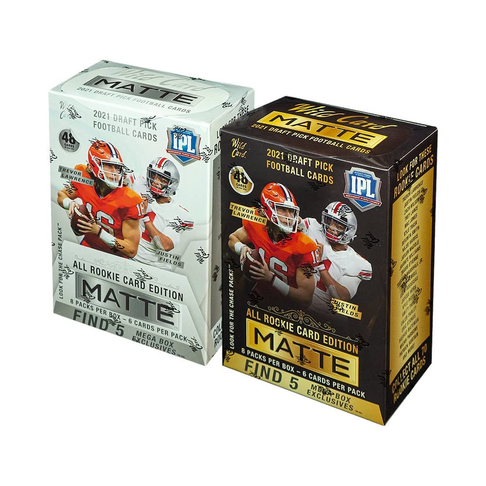 2021 Wild Card Matte Football Mega 2-Box Lot - Premium Collectible Trading Cards for NFL Fans, Perfect for Trading, Collecting & Displaying in Man Caves or Sports Rooms