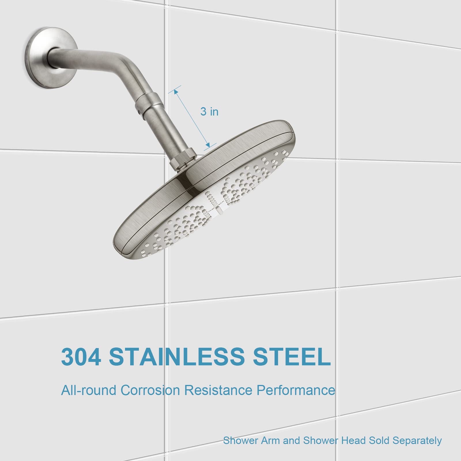 OFFO 3 Inch Brushed Nickel Shower Head Extension Arm - 304 Stainless Steel Shower Pipe Extender for Bathroom & Spa Renovation