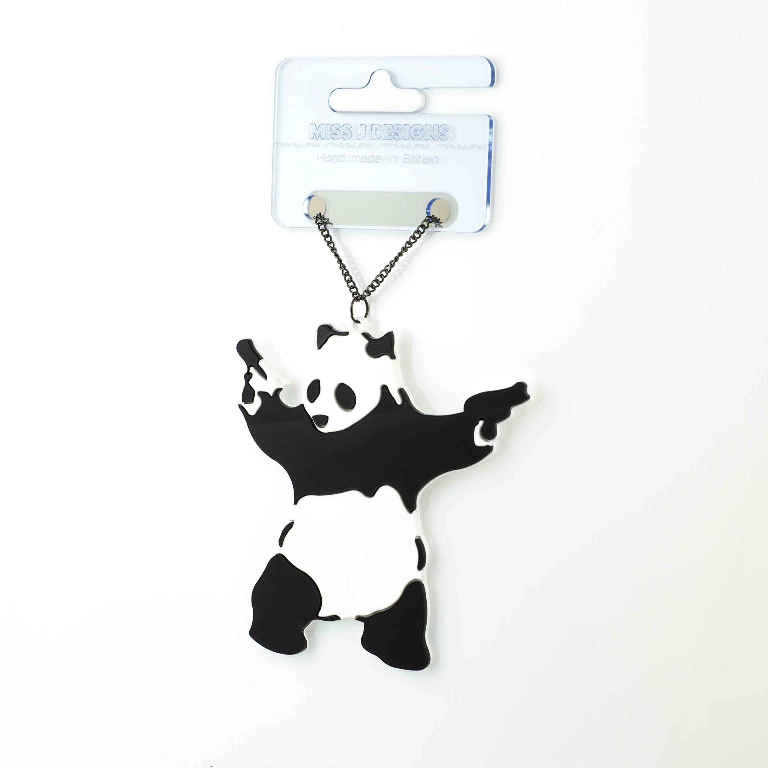 Banksy Panda with Guns Necklace - Punk Street Art Jewelry for Women & Men - Perfect for Gifts, Parties & Urban Fashion