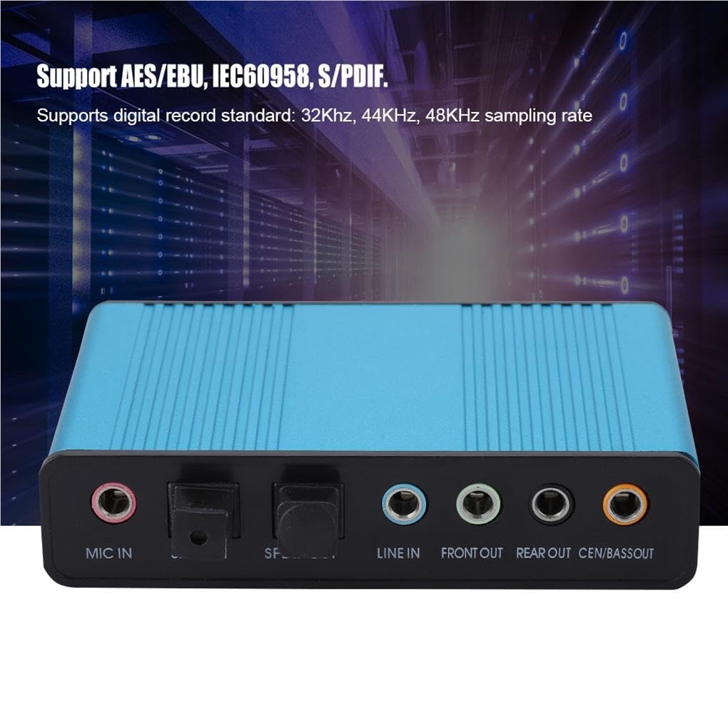 10-Piece Aluminum Alloy External USB Sound Card 5.1 Channel Audio Adapter for PC/Laptop - Professional Home Theater & Gaming Speaker Upgrade (Ideal for Music Production, Streaming & Conference Calls)