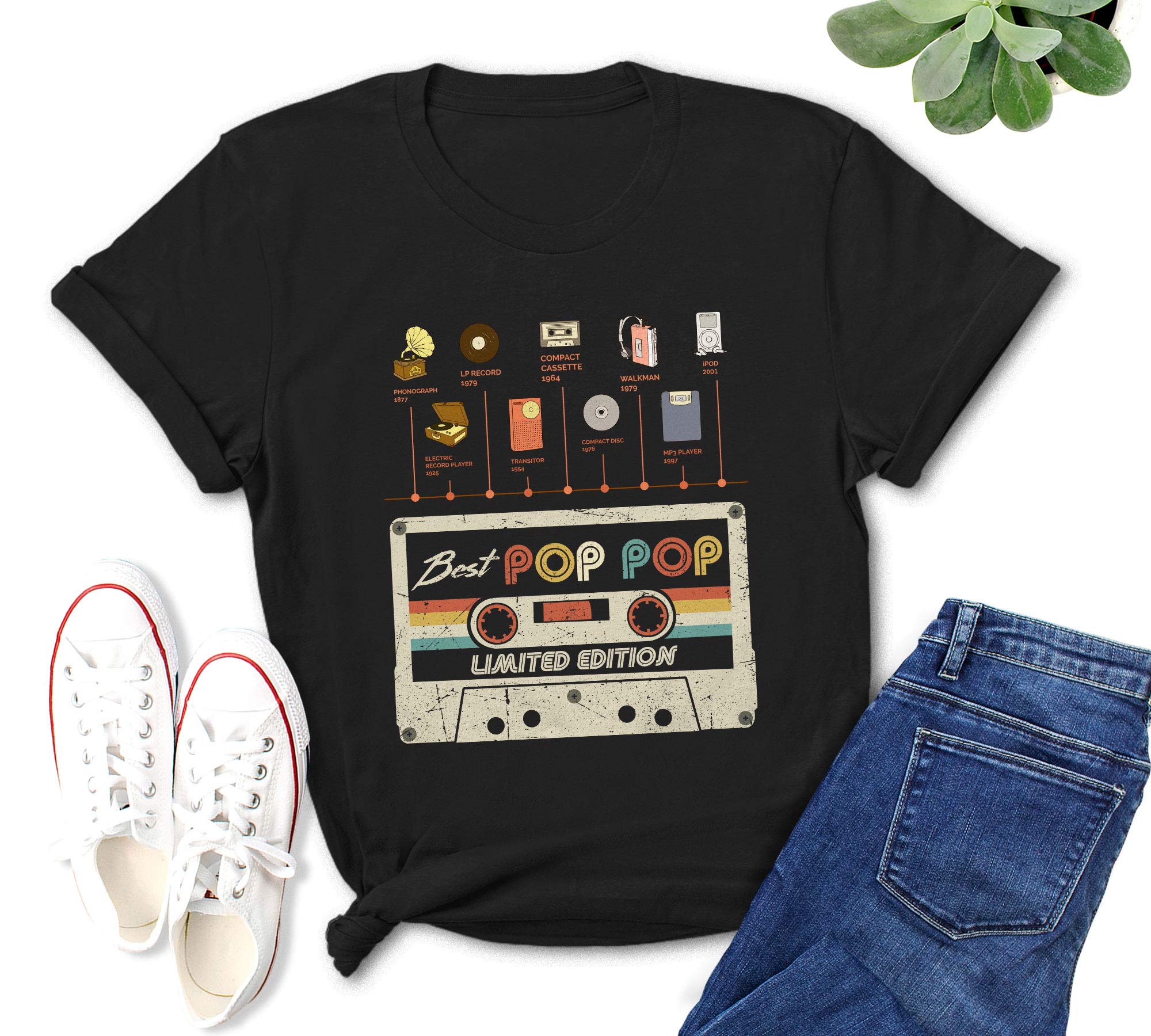 Best Pop Pop Ever Cassette Vintage T-Shirt for Men - Retro Graphic Tee, Limited Edition Gift for Dad, Grandpa & Music Lovers - Perfect for Mother's Day, Father's Day & Casual Wear