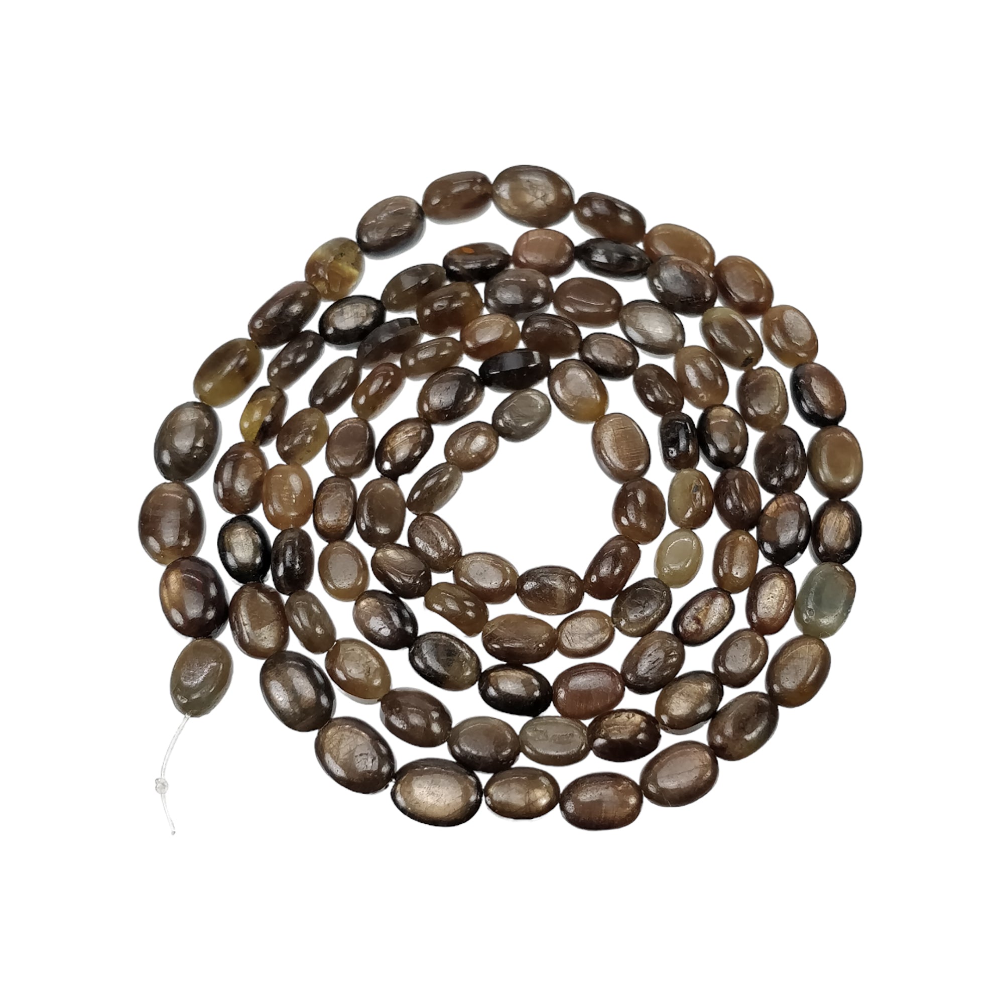 Natural Unheated Golden Brown Chocolate Sapphire Gemstone Cabochon Loose Beads - 91.95cts Oval Plain Nuggets (5x4mm & 7x5mm) for Jewelry Making, DIY Crafts, and Healing Crystal Collections