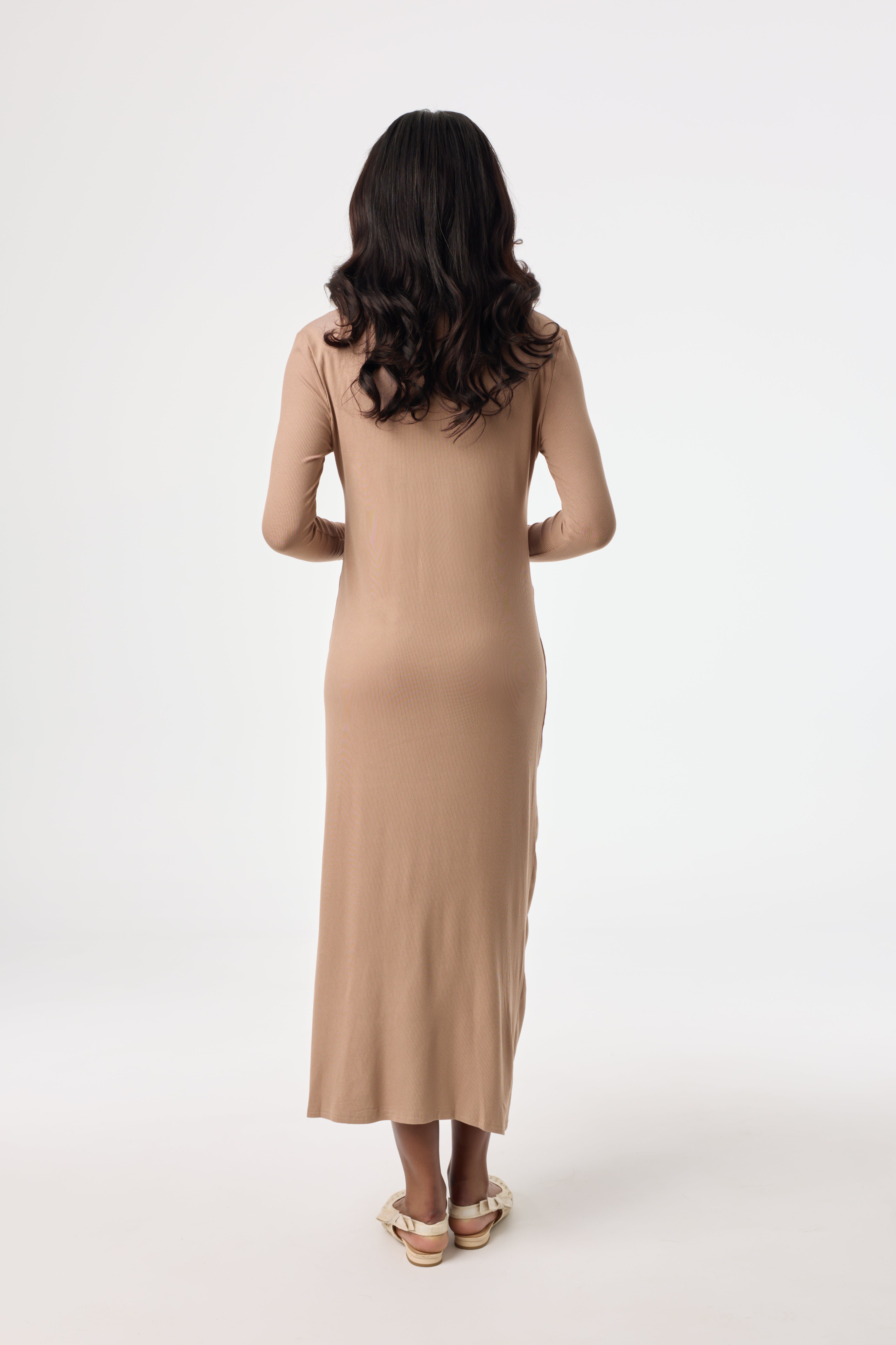Elegant Chestnut Ruched Maxi Dress for Women - Perfect for Weddings, Parties & Evening Events