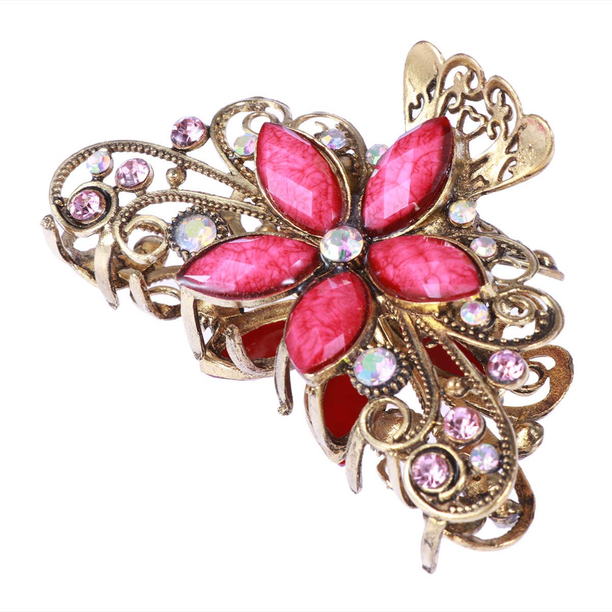 Beaupretty Vintage Floral Diamond Hair Claw Clip for Women - Jaw Clips Hair Barrettes for Women & Girls (Random Color) - Perfect for Updos, Ponytails & Everyday Hairstyles