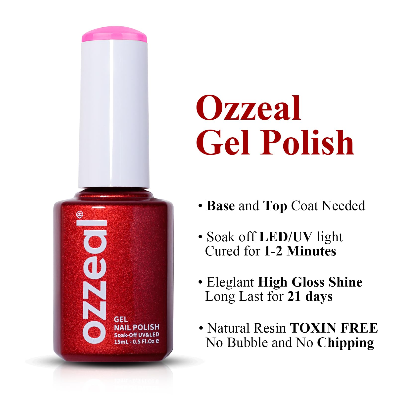 Bright Pink Nail Gel Polish - 0.5 Fl Oz Soak Off LED/UV Gel for Spring & Summer Manicures | DIY Salon Quality Gel Polish for Nail Art & Starter Kits | Perfect for Home Manicures, Nail Salons & Gift Giving